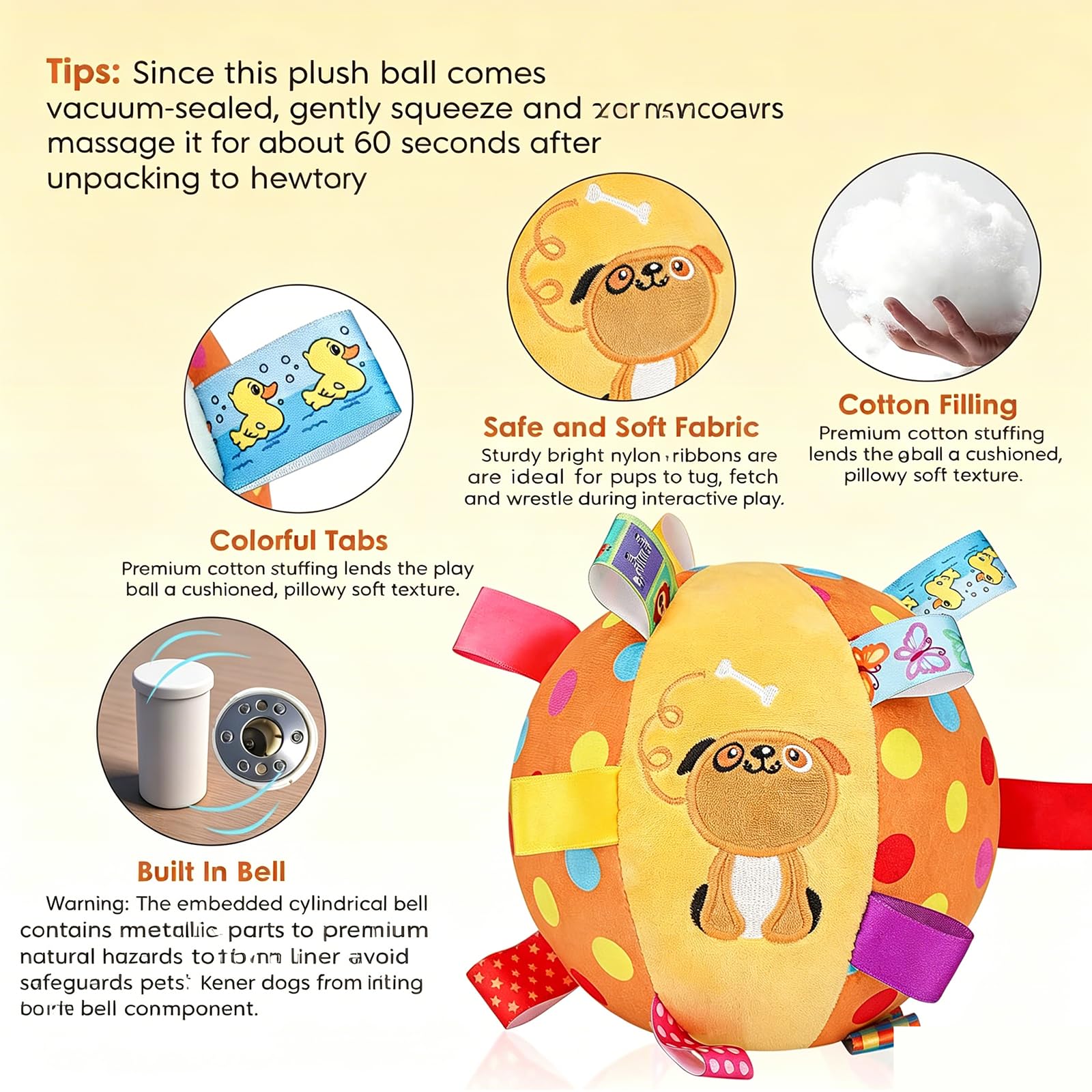 Colorful Squeaky Hanging Dog Training Toy, Squeaky Hanging Dog Toy, Dogs Ball With Ribbons And Bell, Pet Interactive Fetch Toys For Small Medium Dog Training Toy