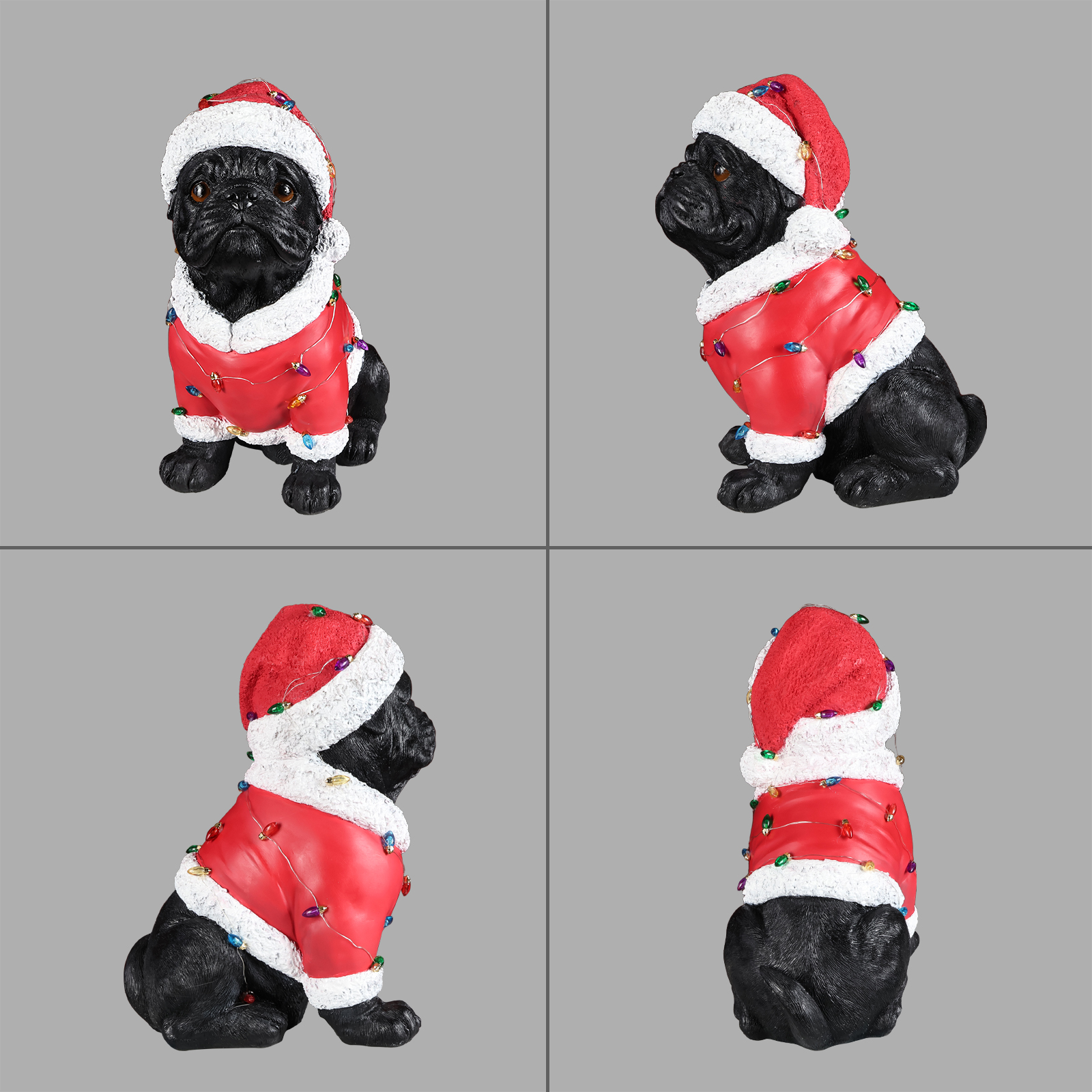 Christmas Pug Statue, Holiday Dog Figurine in Santa Outfit image 9