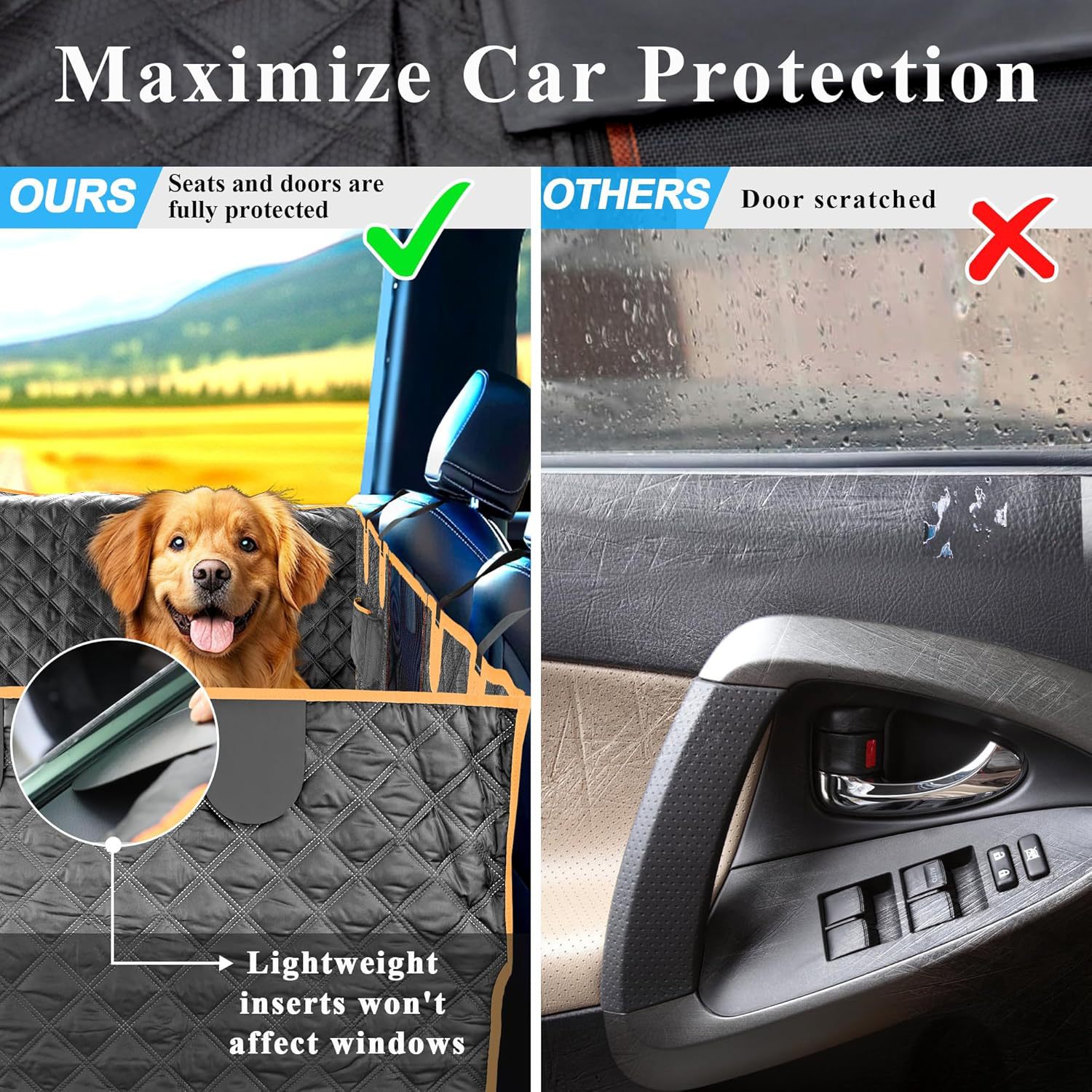 Dog Seat Cover For Back Seat, Hard Bottom Back Seat Extender, Waterproof & Machine Washable, Heavy Duty, Supports Heavy Loads For Travel & Camping, Dog Back Seat Pet Cover For Cars image 7