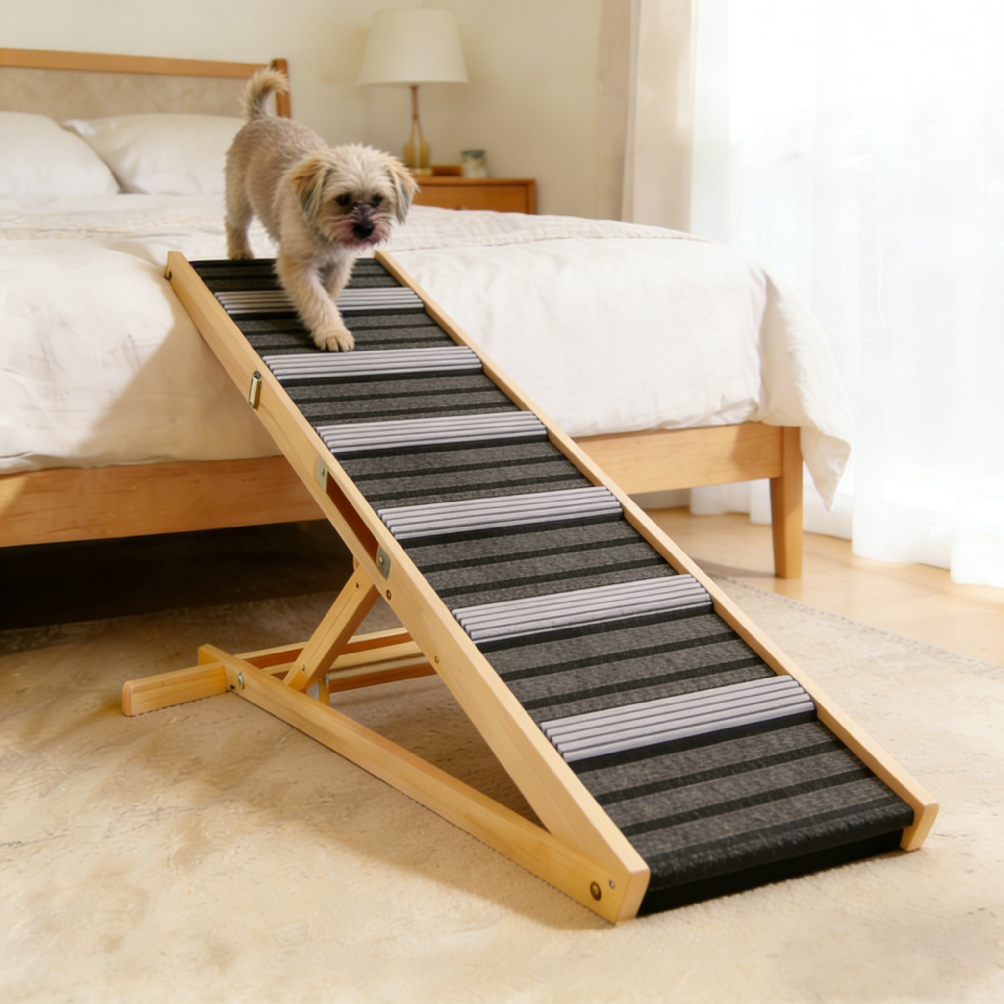 2026 Upgraded Dog Ramp for Couch, Small Dog Ramp for Sofa, 6 Adjustable Height from 14'' to 25", Portable Stable Pet Steps with Non-Slip Pad, Pet Ramps Use for Sofa Couch Stairs image 4