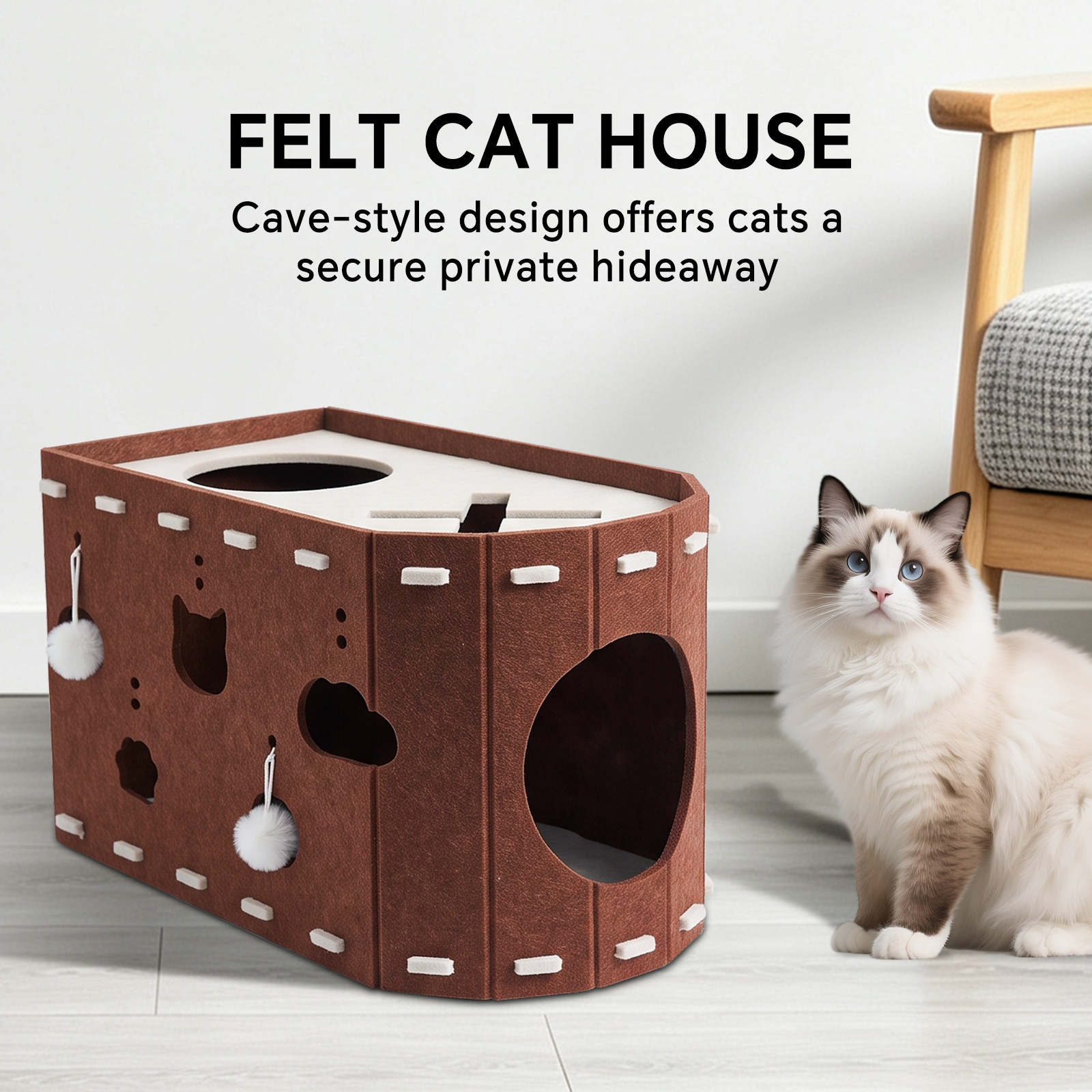 X-shaped Cat Bed - Dark Brown And Light Brown Colors image 4