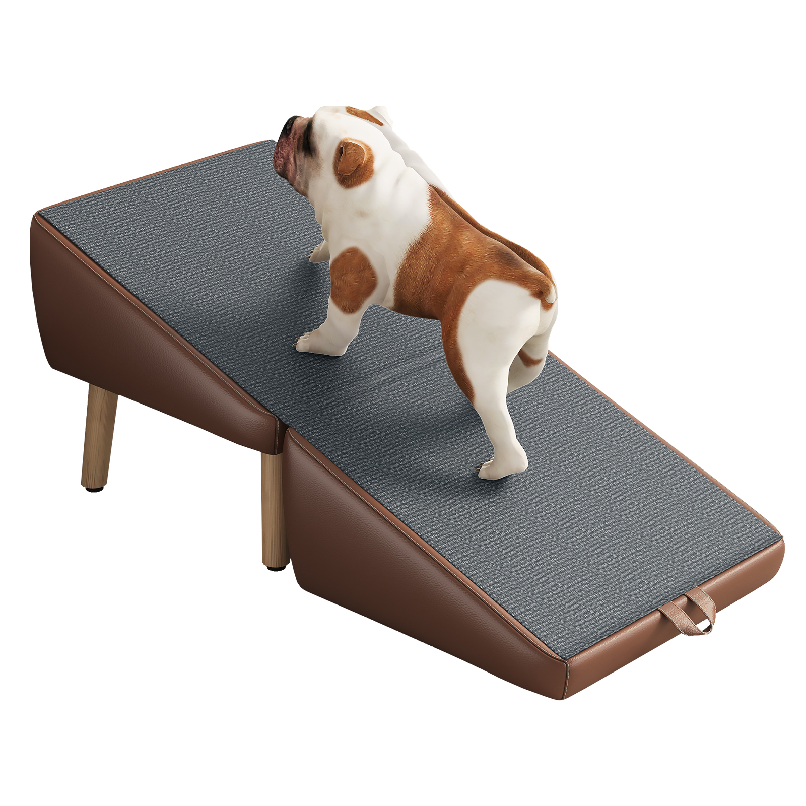 (UPGRADED) Dog Stairs for Small Dogs and Cats, Dog Ramp for Couch and Bed, Foldable 2-in-1 Wooden Pet Steps for Puppy, Split Ottoman Design (BROWN) image 17