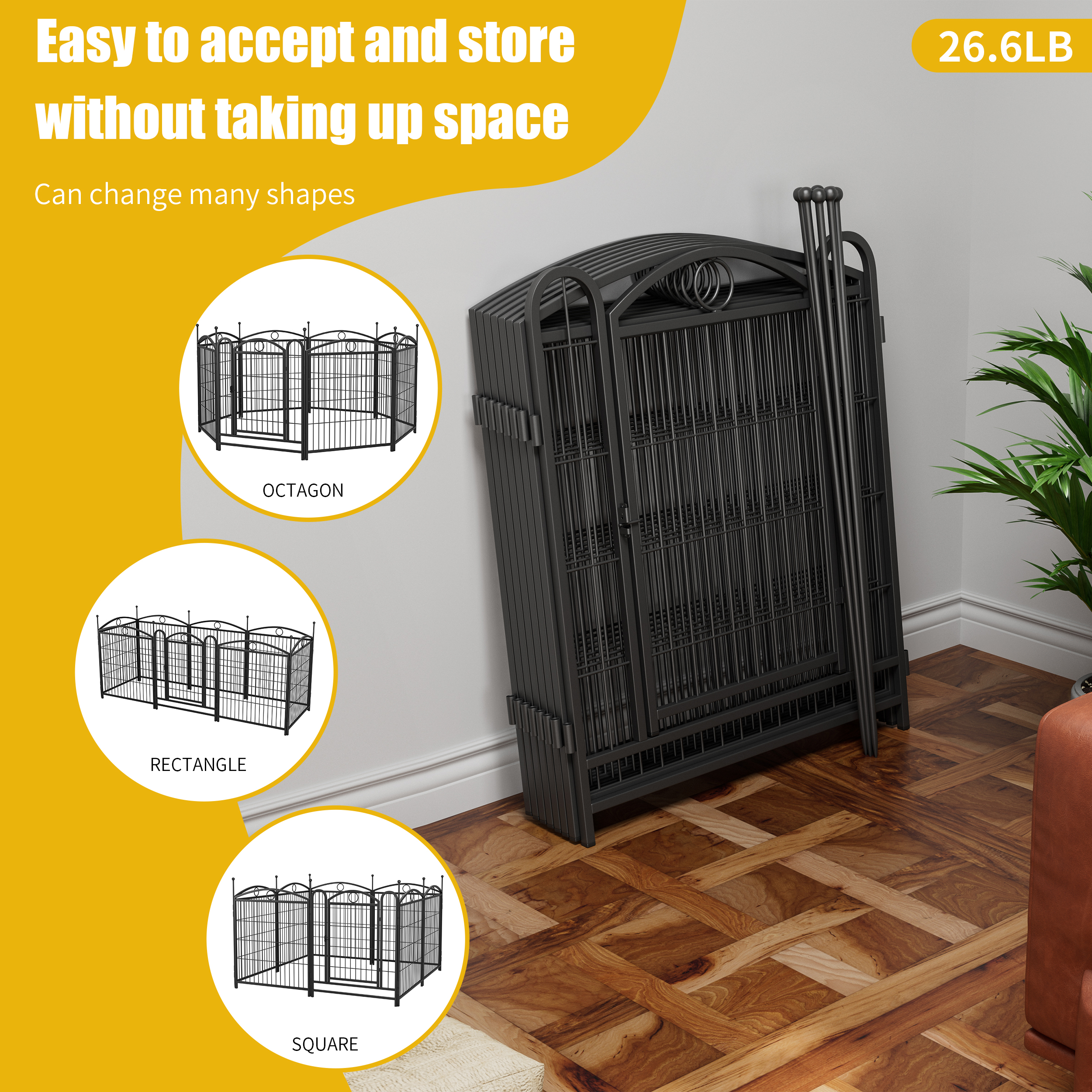 Dog Playpen Indoor 32 inch 8 Panels Metal Dog Pen Pet Dog Fence Outdoor Exercise Pen with Doors, Heavy Duty Dog Fence Puppy Pen for Large Medium Small Dogs Indoor Outdoor Foldable Pet Exercise Pen image 18