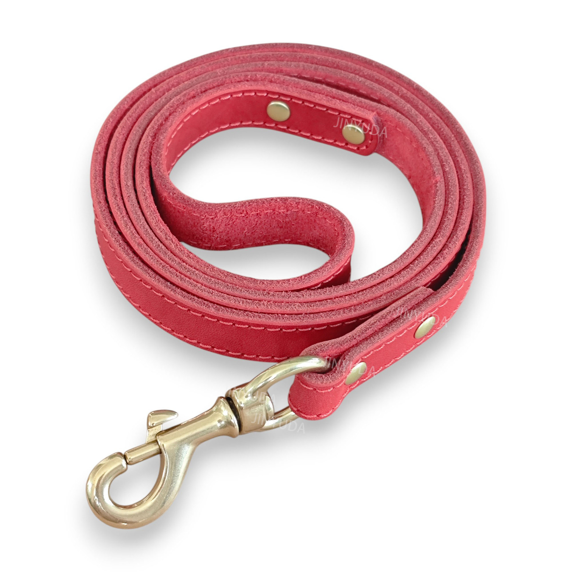 Pet Rope Dog Leash Genuine Full-grain Leather Rope Brass
