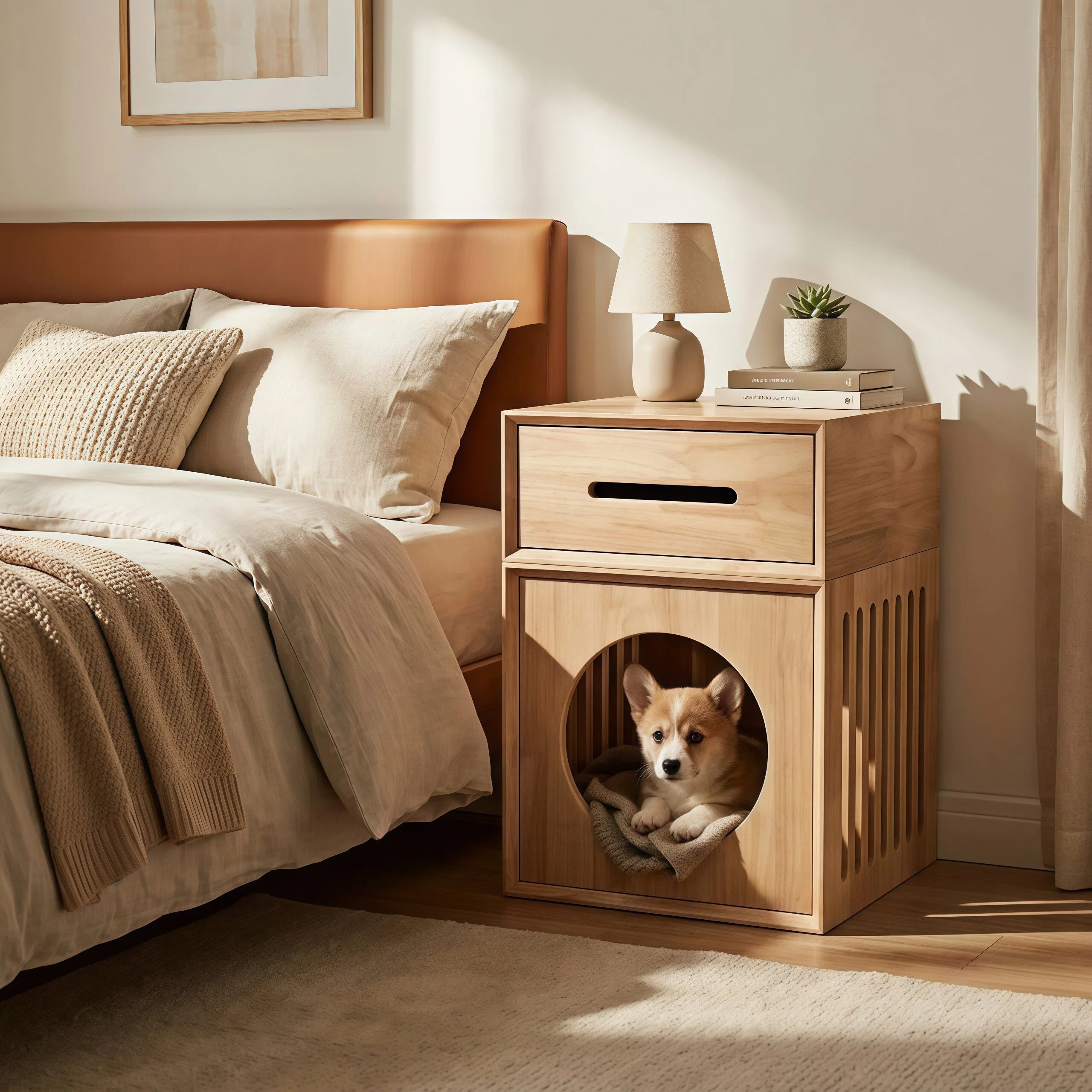 Solid Wood Rubberwood Pet Cat Bed image 4