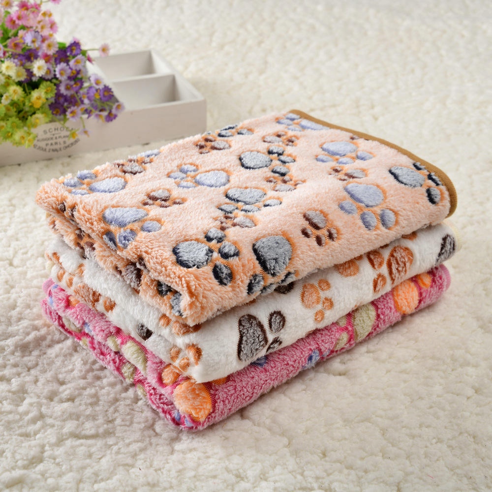 Soft Plush Paw Print Dog and Cat Blanket