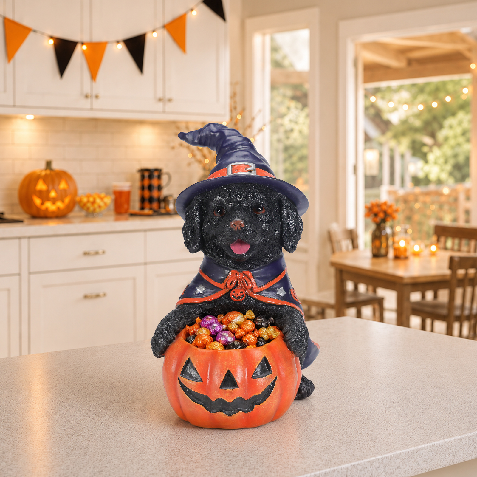Halloween Labrador Witch Dog Figurine