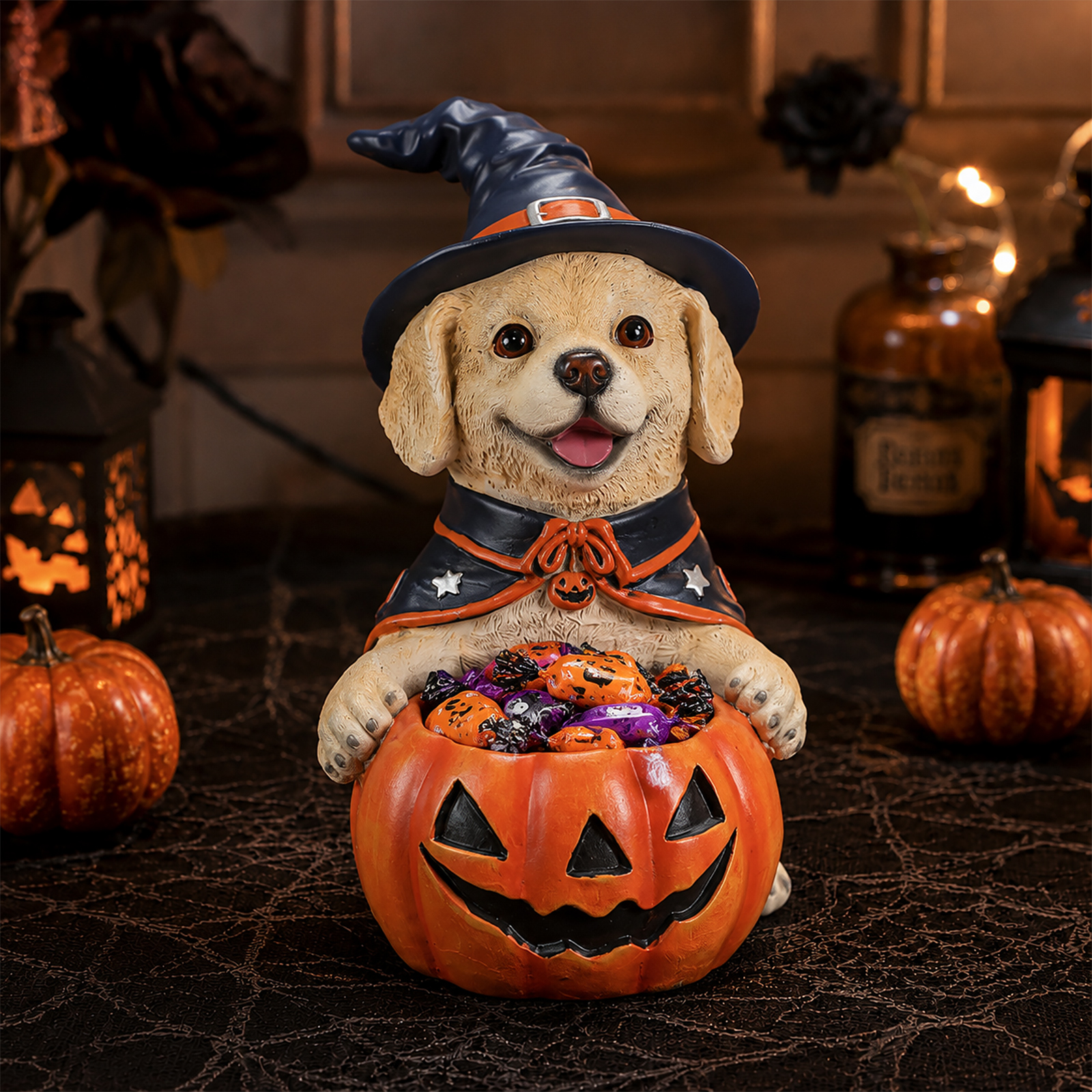 Halloween Labrador Witch Dog Figurine