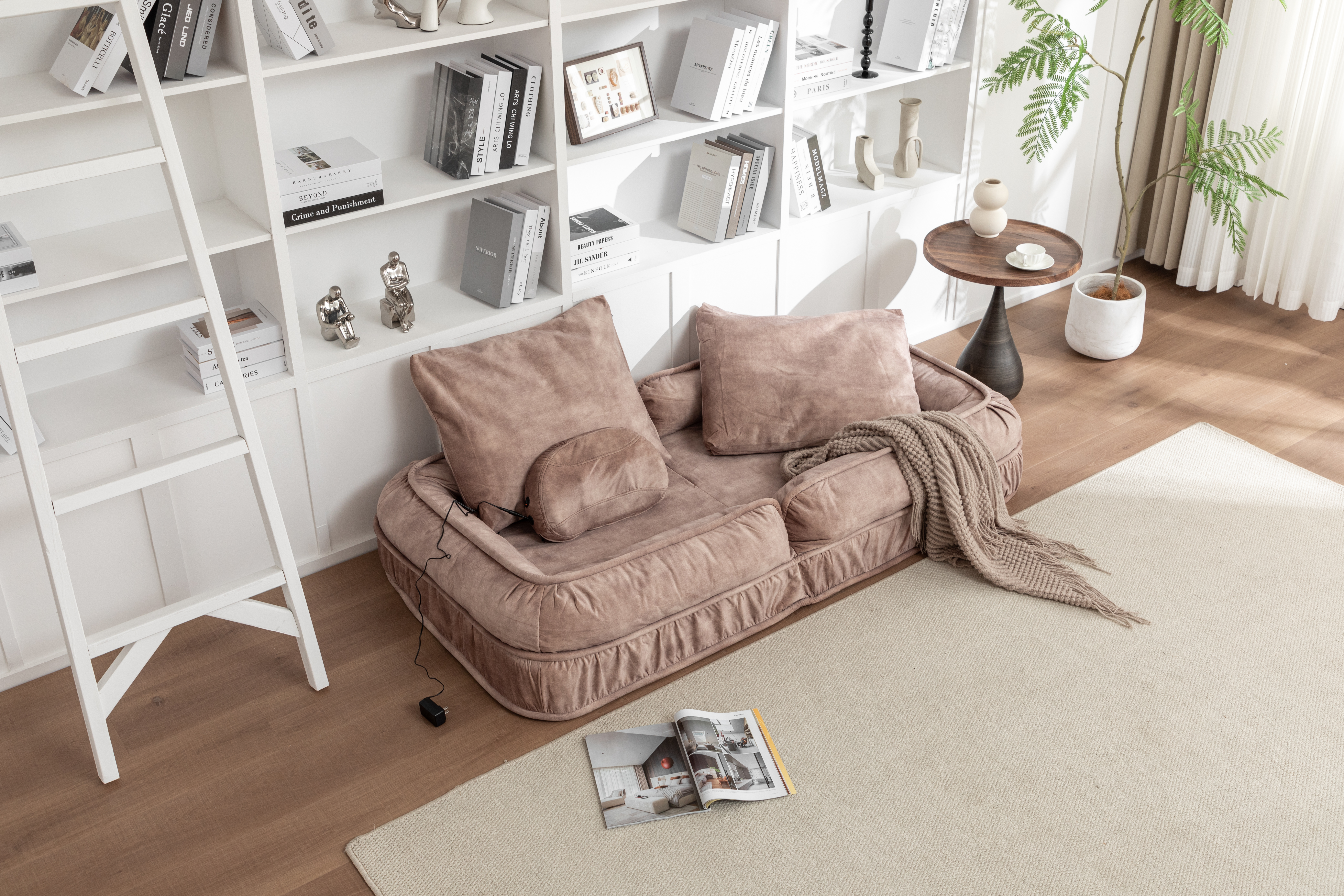 Upholstered Human Dog Bed for Adult & Pets,with 5 Adjustable Position &Massage Pillow, Bean Bag floor sofa with 2 Soft Pillows image 13