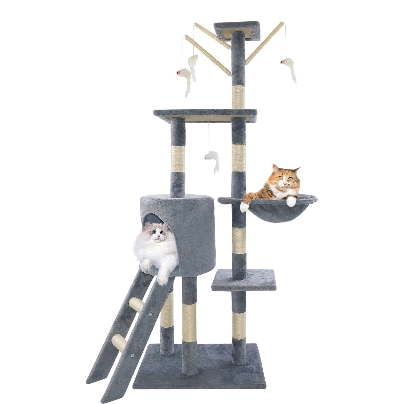 Multilevel Cat Tree Tower with Condos and Ladder image 4