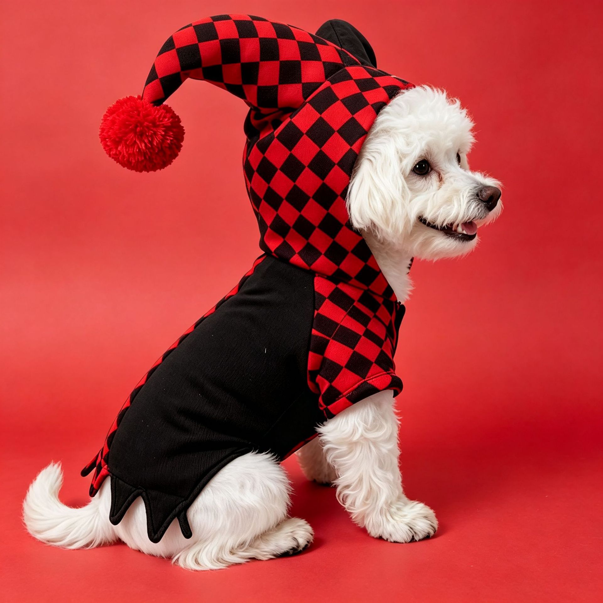 Halloween Dog Clown Costume with Jester Hat image 2
