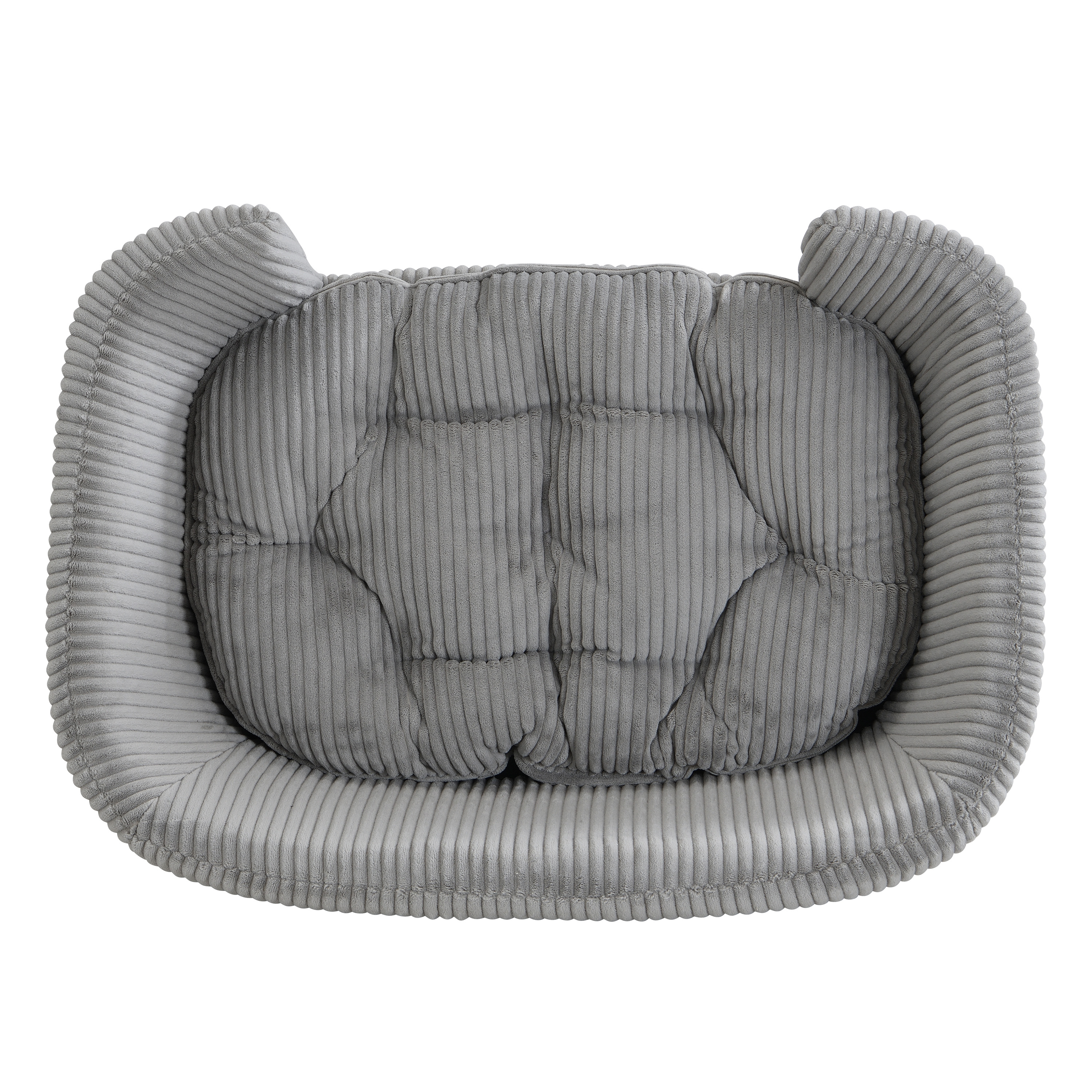 Elevated Dog Bed Frame for Small Dog, Corduroy Pet Couch Bed with Rubber Wood Legs and Supportive Foam, Grey, Easy Assembly image 8