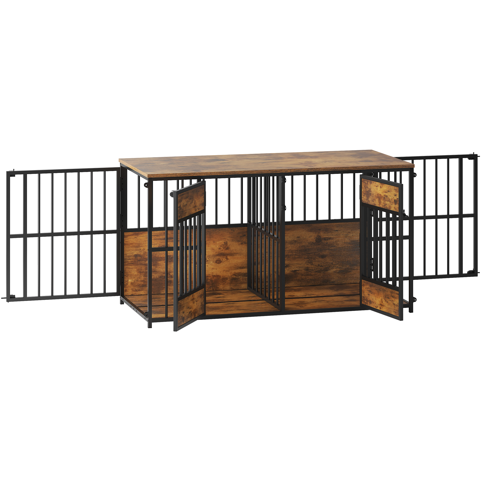 Wooden Dog Crate Furniture, Large Dog Kennel with Storage Top, Indoor Pet Cage image 15