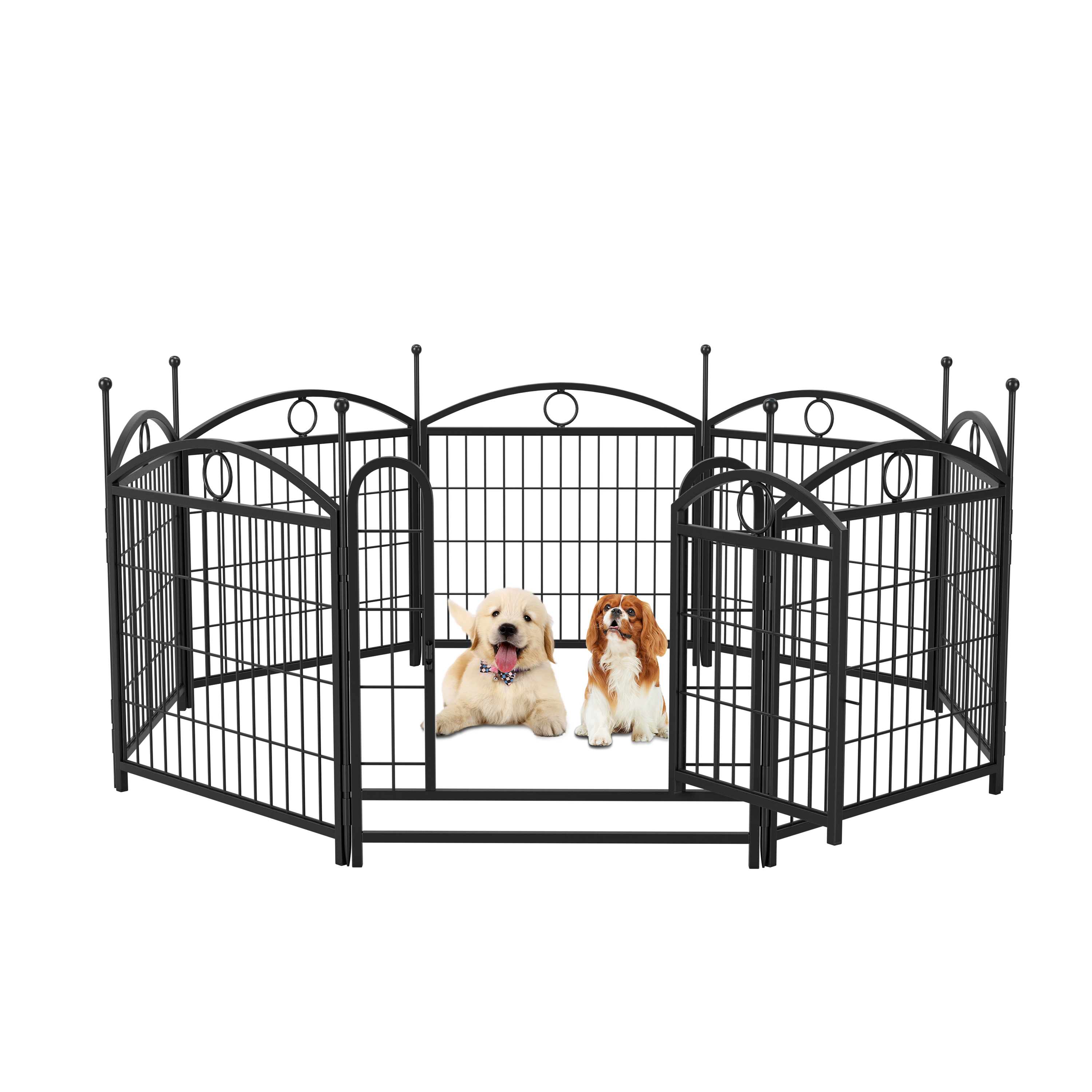 Dog Playpen Indoor 24 inch 8 Panels Metal Dog Pen Pet Dog Fence Outdoor Exercise Pen with Doors, Heavy Duty Dog Fence Puppy Pen for Large Medium Small Dogs Indoor Outdoor Foldable Pet Exercise Pen image 16