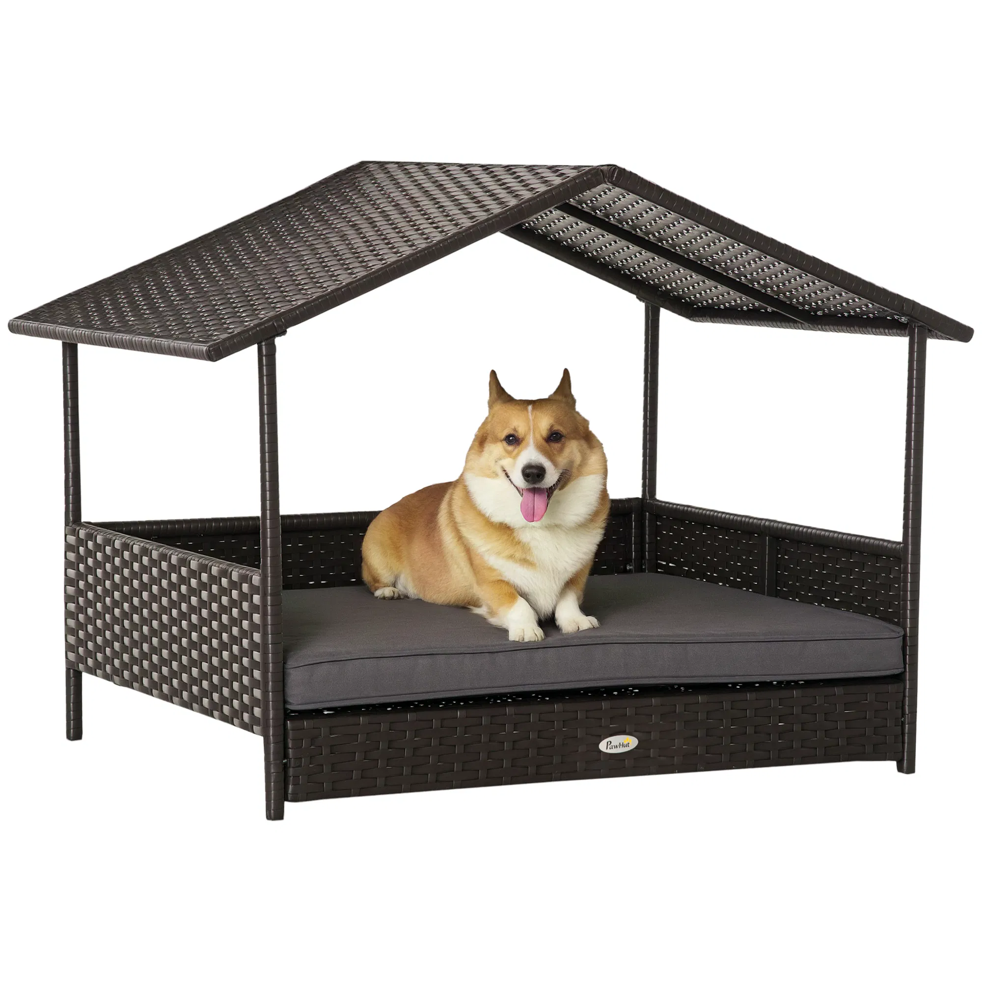 Wicker Pet House Dog Bed with Cushion image 3