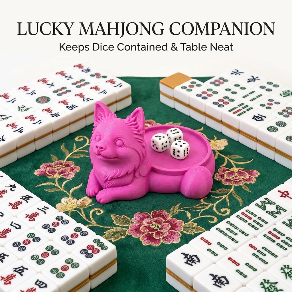 3D Printed Dog Mahjong Dice Tray image 5