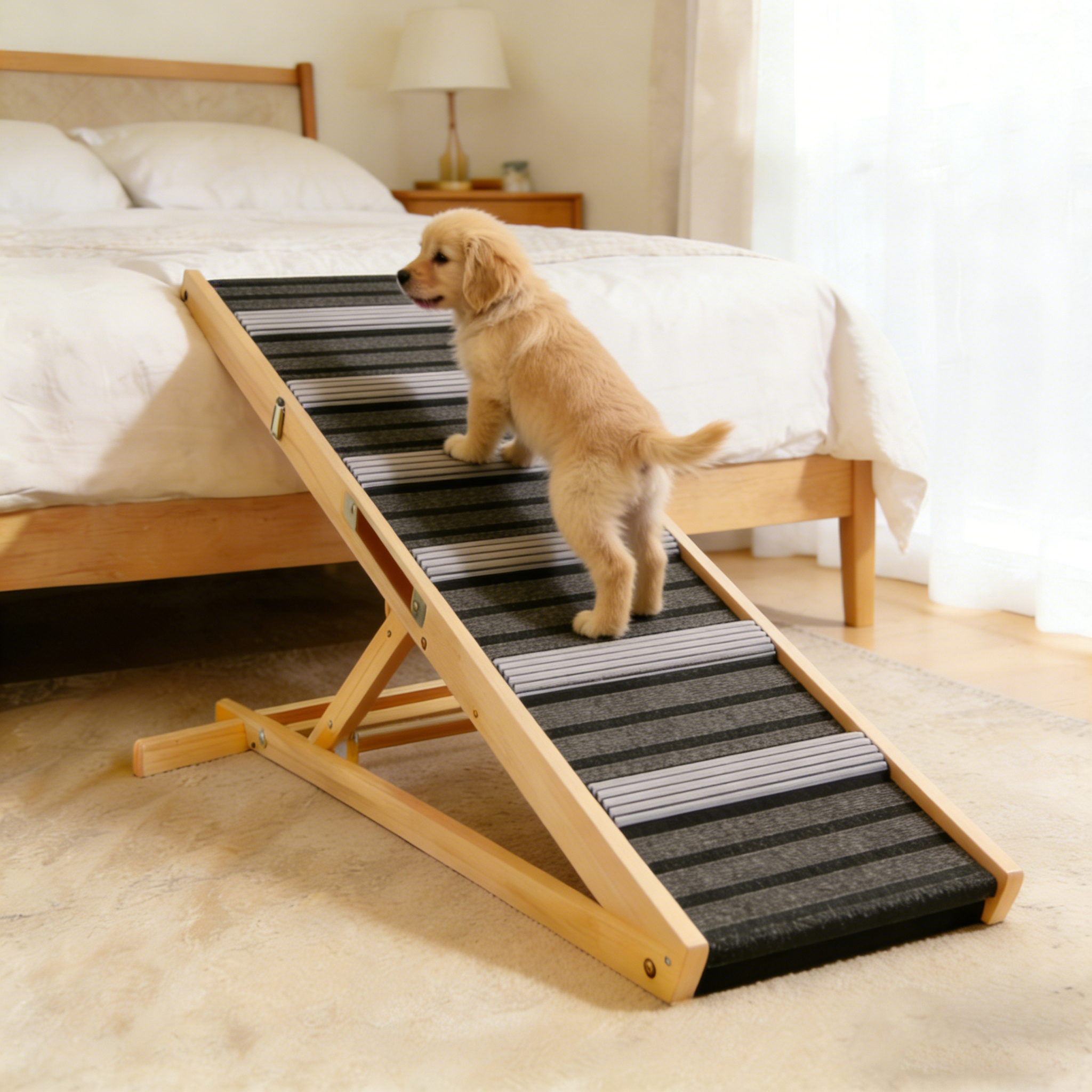 2026 Upgraded Dog Ramp for Couch, Small Dog Ramp for Sofa, 6 Adjustable Height from 14'' to 25", Portable Stable Pet Steps with Non-Slip Pad, Pet Ramps Use for Sofa Couch Stairs image 8