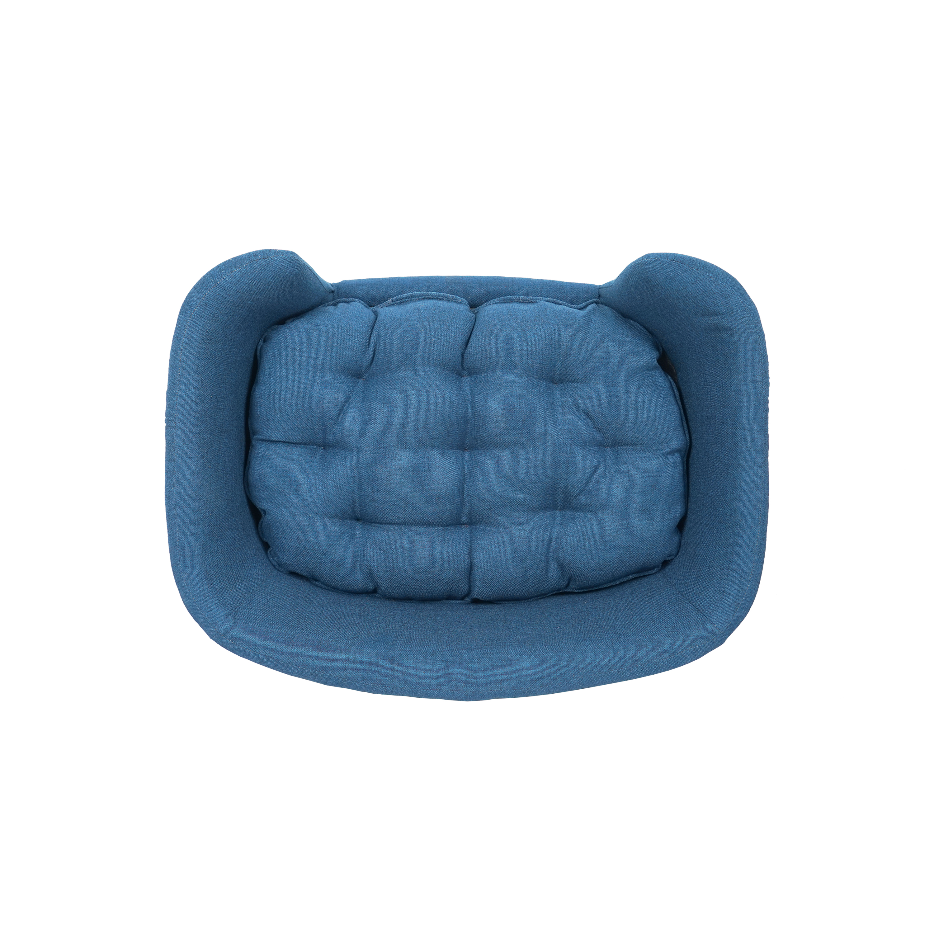 Elevated Dog Bed Frame for Small Dog, Fabric Pet Couch Bed with Rubber Wood Legs and Supportive Foam, Navy Blue, Easy Assembly image 9
