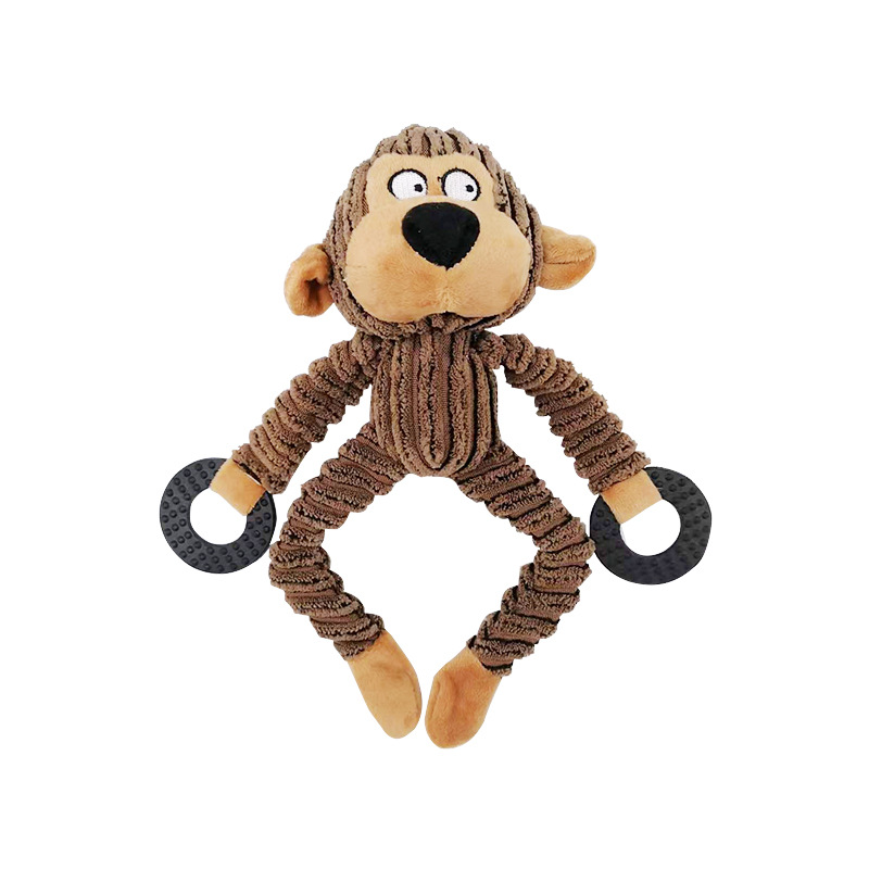 Squeaky Plush Monkey Dog Toy with Teething Rings image 6