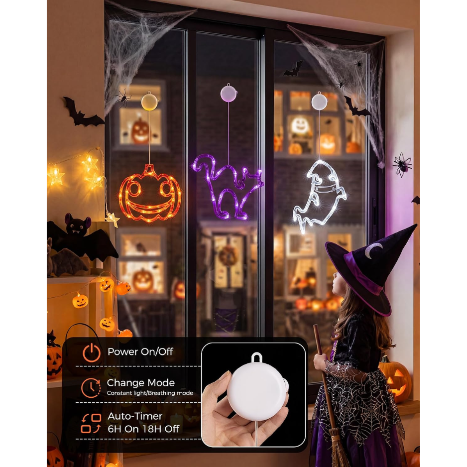 3 Pack Halloween Window Lights, Pumpkin, Ghost & Cat image 5