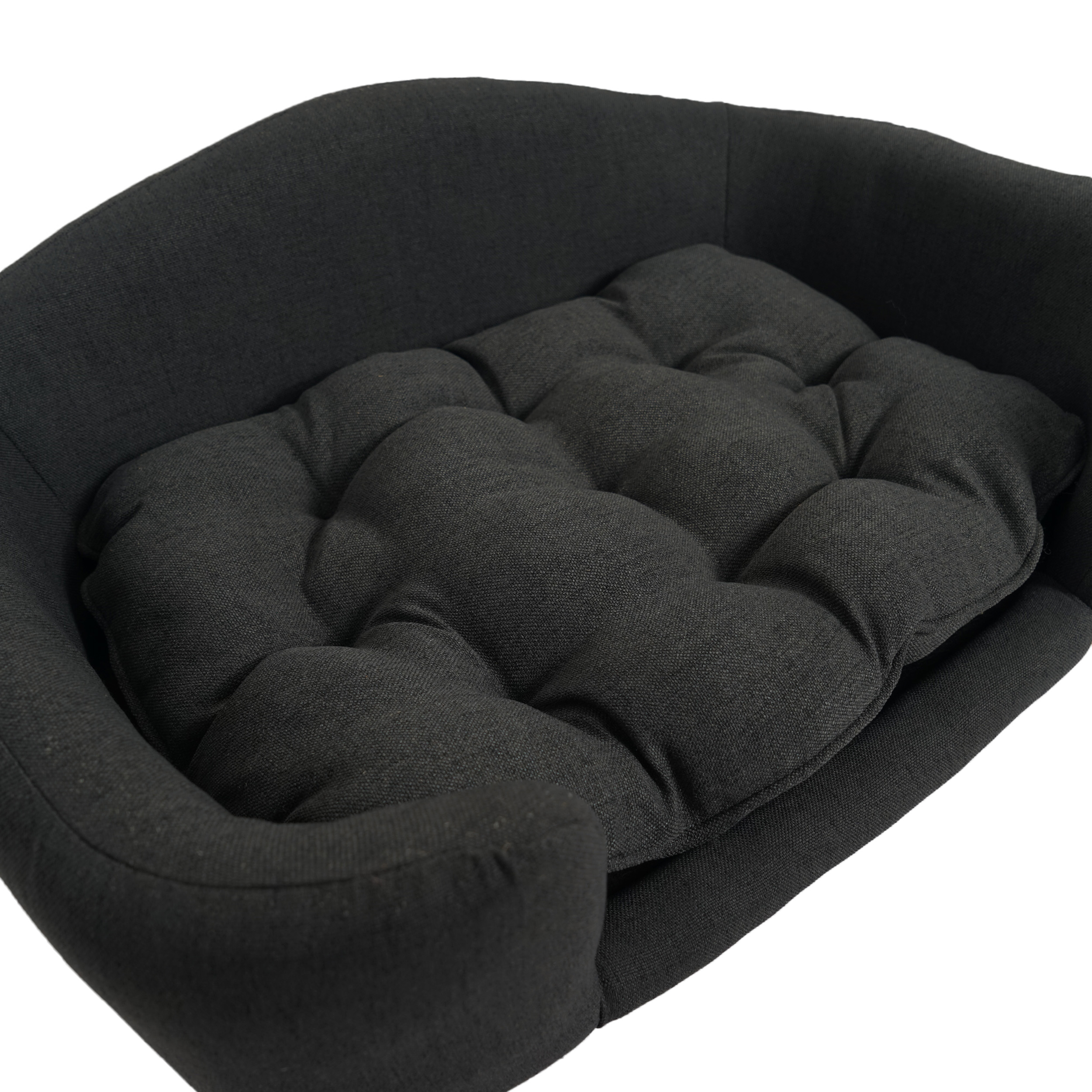 Elevated Dog Bed Frame for Small Dog, Fabric Pet Couch Bed with Rubber Wood Legs and Supportive Foam, Dark Gray, Easy Assembly image 7
