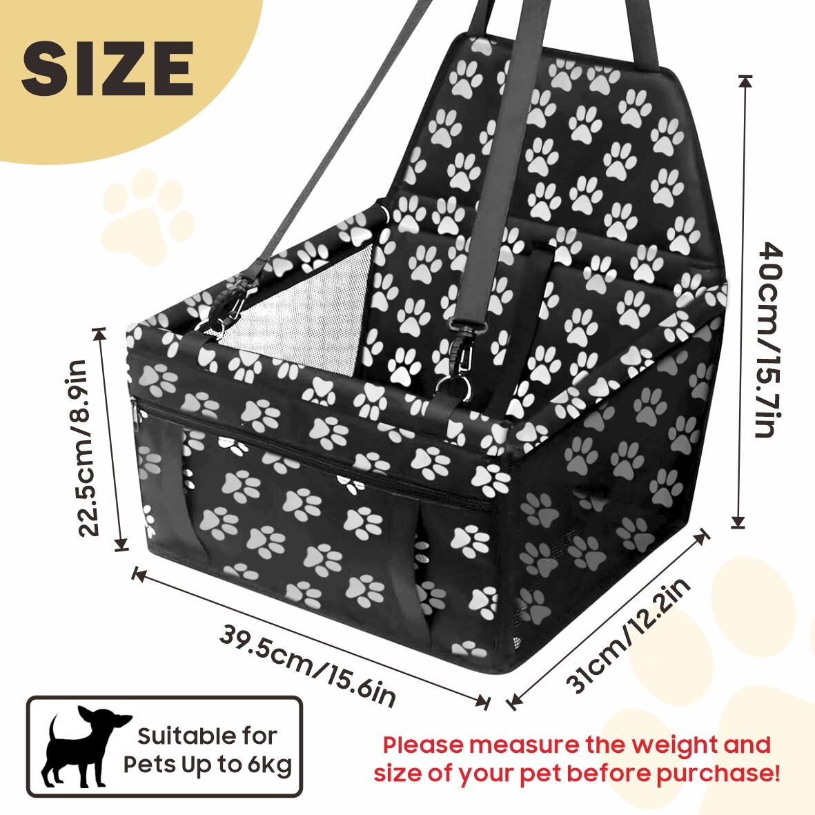 Portable Dog and Cat Travel Car Seat image 11