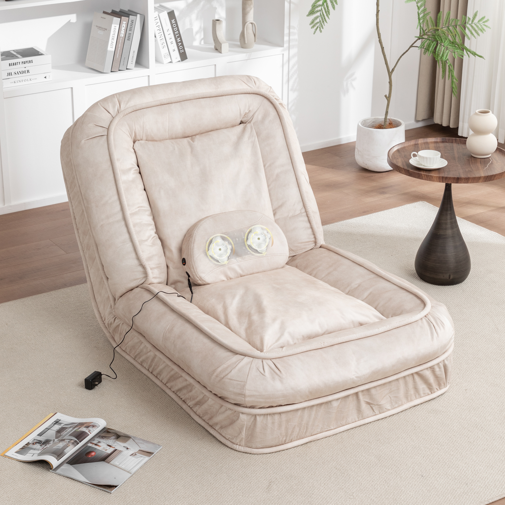 Upholstered Human Dog Bed for Adult & Pets,with 5 Adjustable Position &Massage Pillow, Bean Bag floor sofa with 2 Soft Pillows image 24