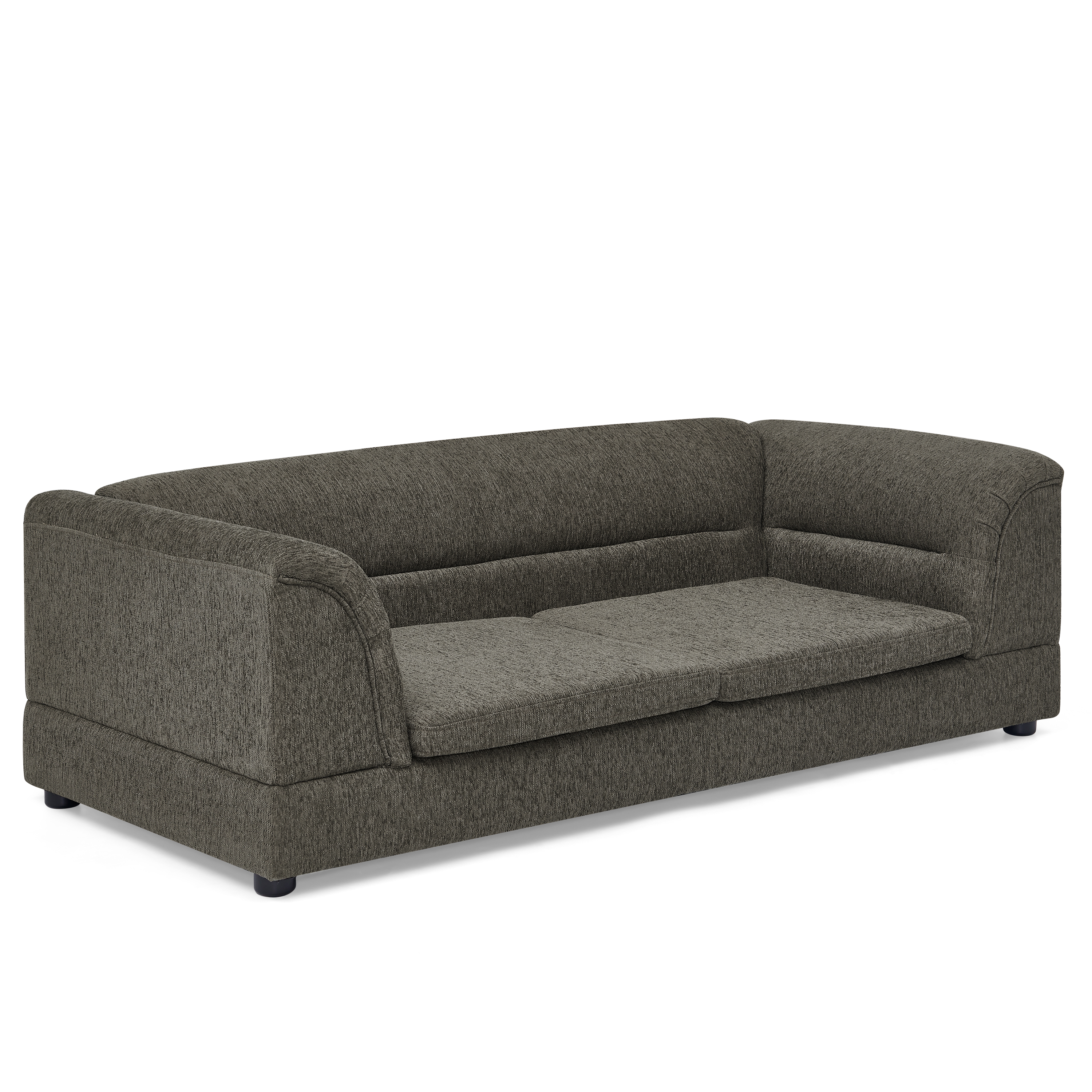 Oversized Pet Sofa, Curved Armrest Rectangular Dog Sofa, Linen Fabric Comfort Pet Couch for Large & Oversized Dogs-Dark Gray image 2