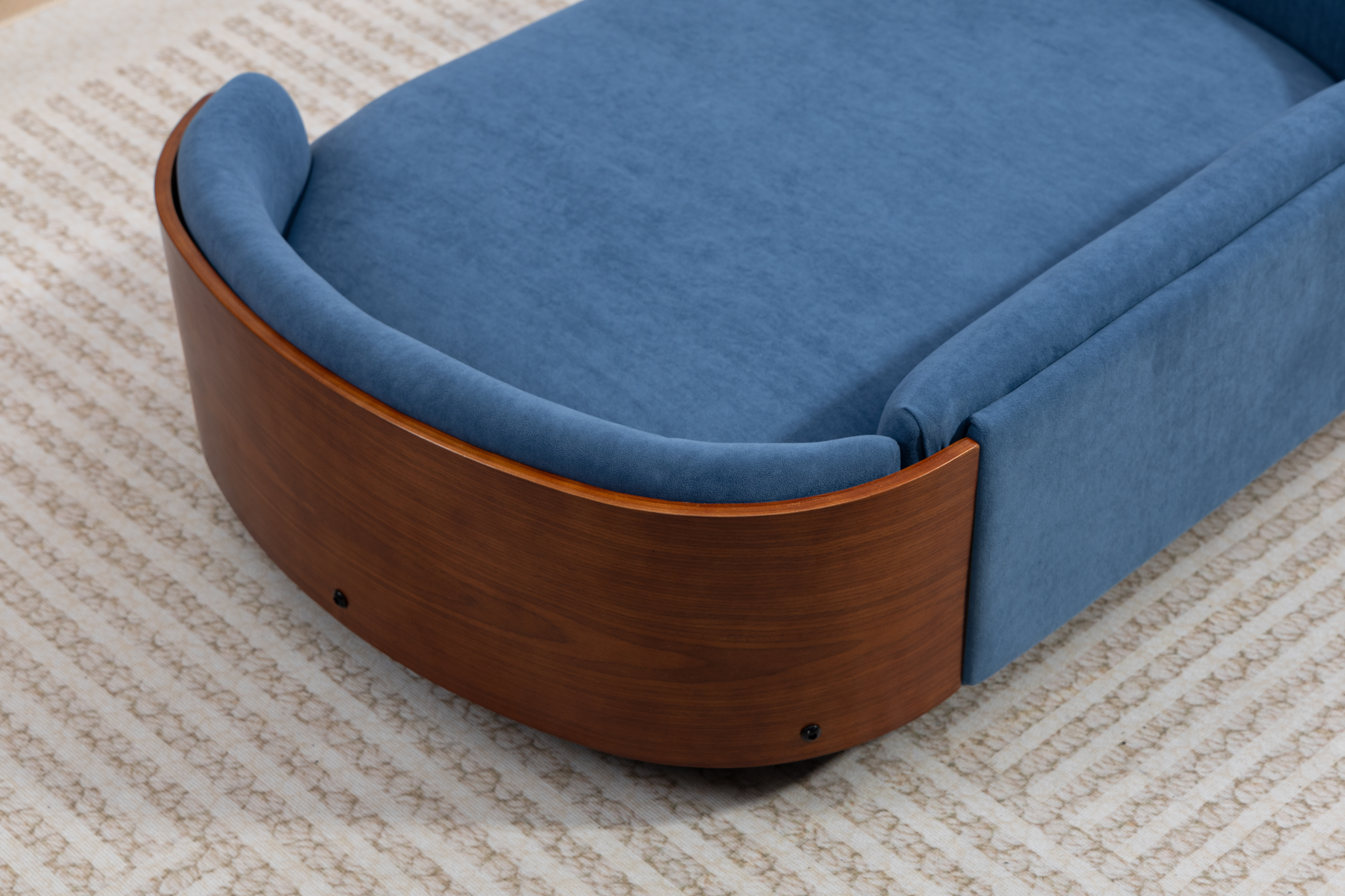 Scandinavian style Elevated Dog Bed Pet Sofa With Solid Wood legs and Walnut Bent Wood Back, Velvet Cushion,Large Size image 6
