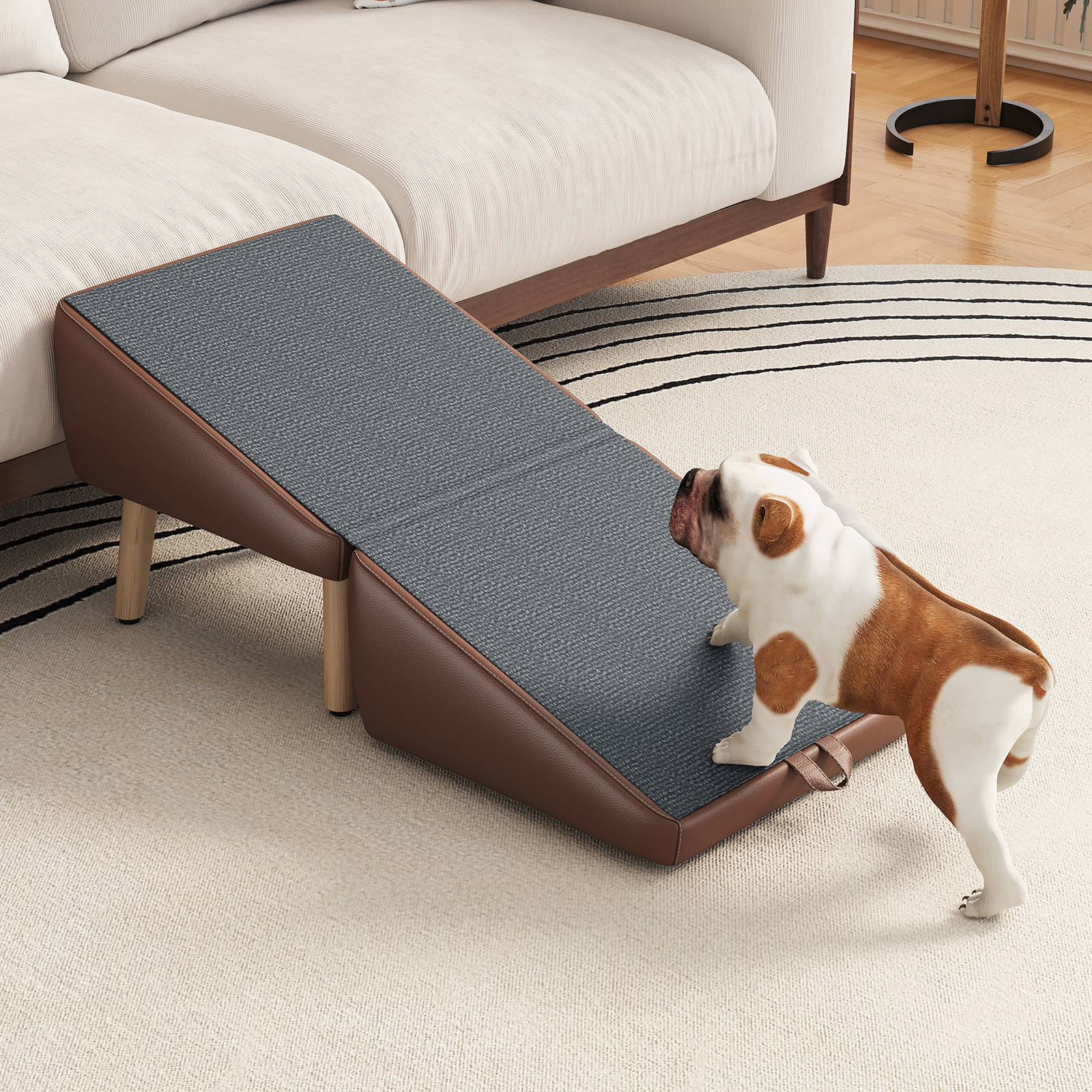 (UPGRADED) Dog Stairs for Small Dogs and Cats, Dog Ramp for Couch and Bed, Foldable 2-in-1 Wooden Pet Steps for Puppy, Split Ottoman Design (BROWN) image 26