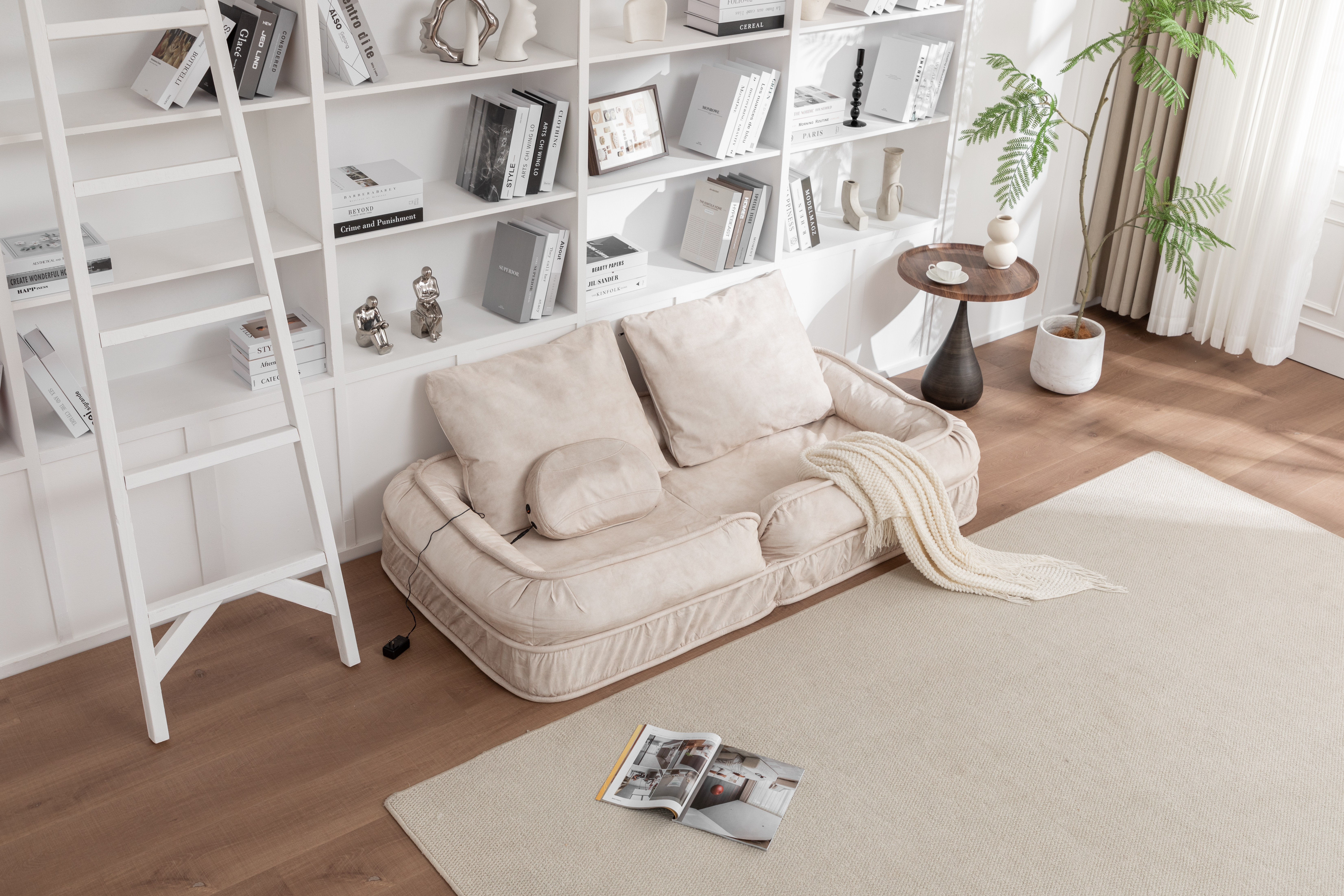 Upholstered Human Dog Bed for Adult & Pets,with 5 Adjustable Position &Massage Pillow, Bean Bag floor sofa with 2 Soft Pillows image 14