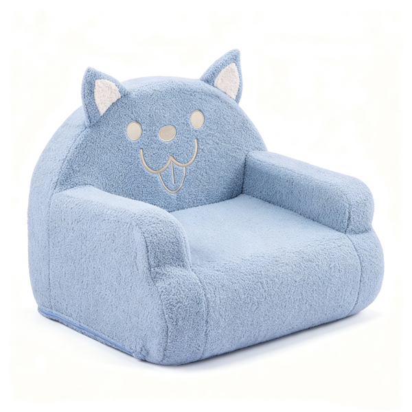 Teddy Velvet Blue Dog Kids Reading Sofa image 8