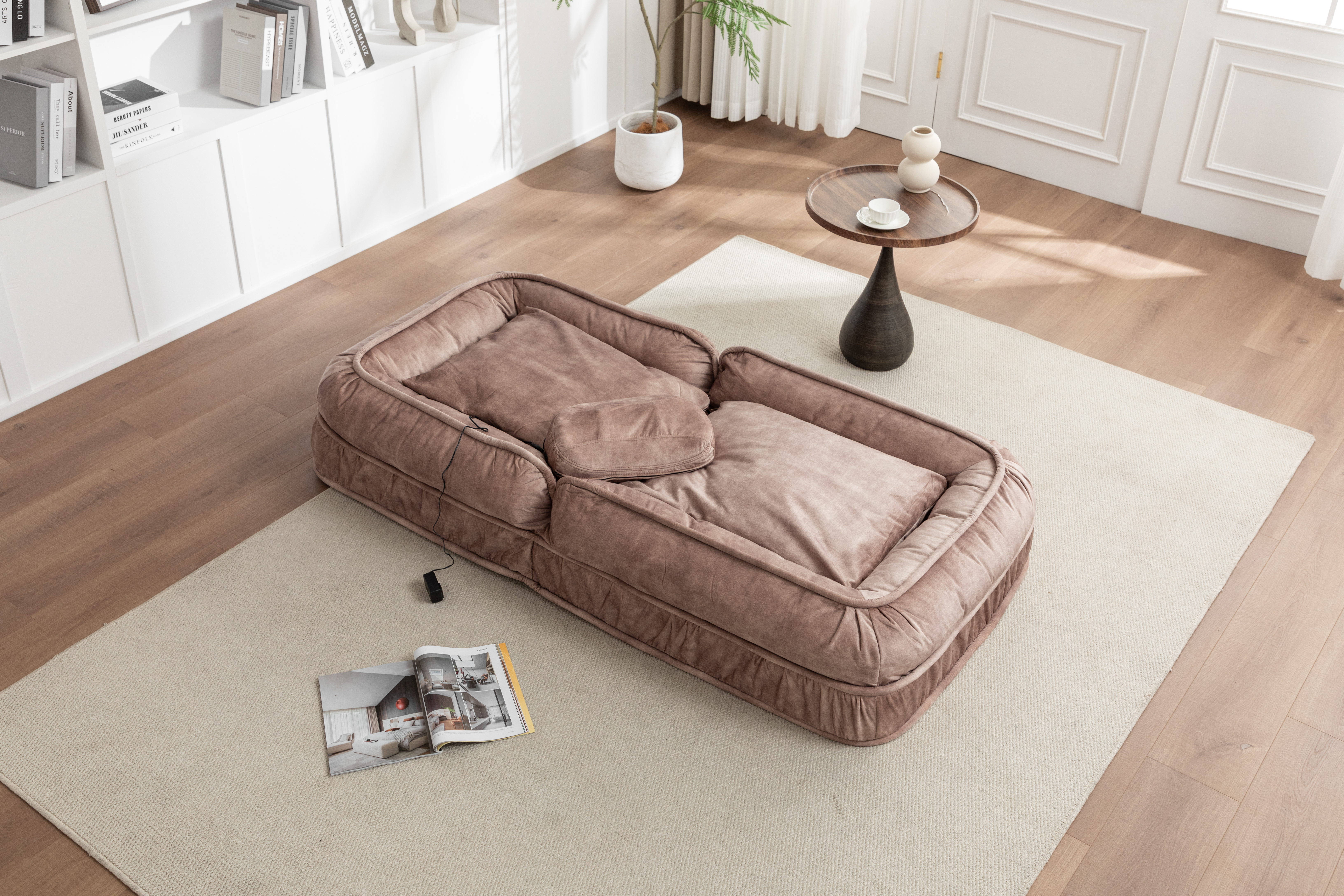 Upholstered Human Dog Bed for Adult & Pets,with 5 Adjustable Position &Massage Pillow, Bean Bag floor sofa with 2 Soft Pillows image 17