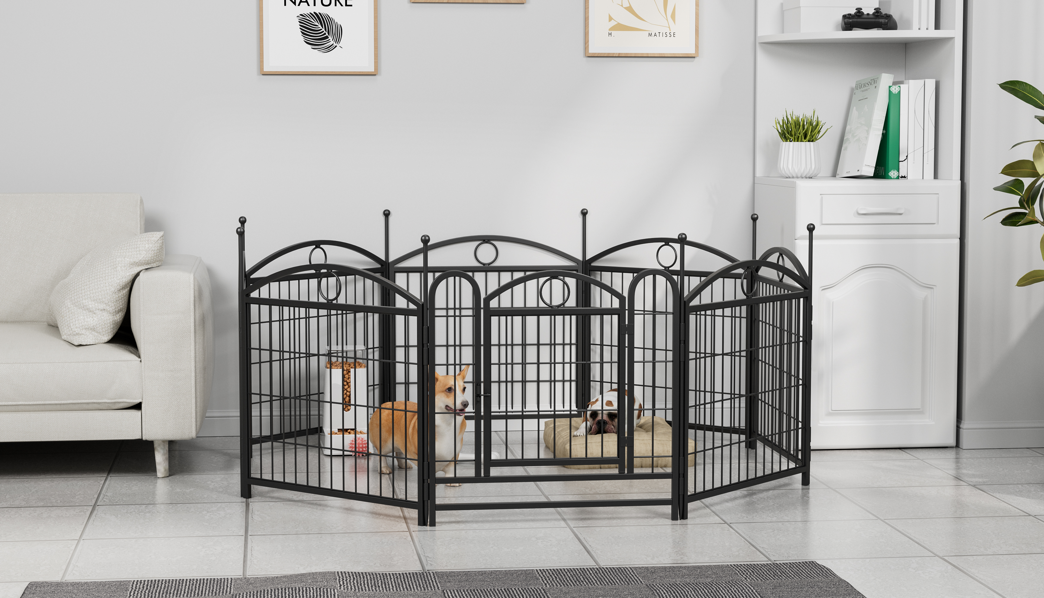 Dog Playpen Indoor 24 inch 8 Panels Metal Dog Pen Pet Dog Fence Outdoor Exercise Pen with Doors, Heavy Duty Dog Fence Puppy Pen for Large Medium Small Dogs Indoor Outdoor Foldable Pet Exercise Pen image 13