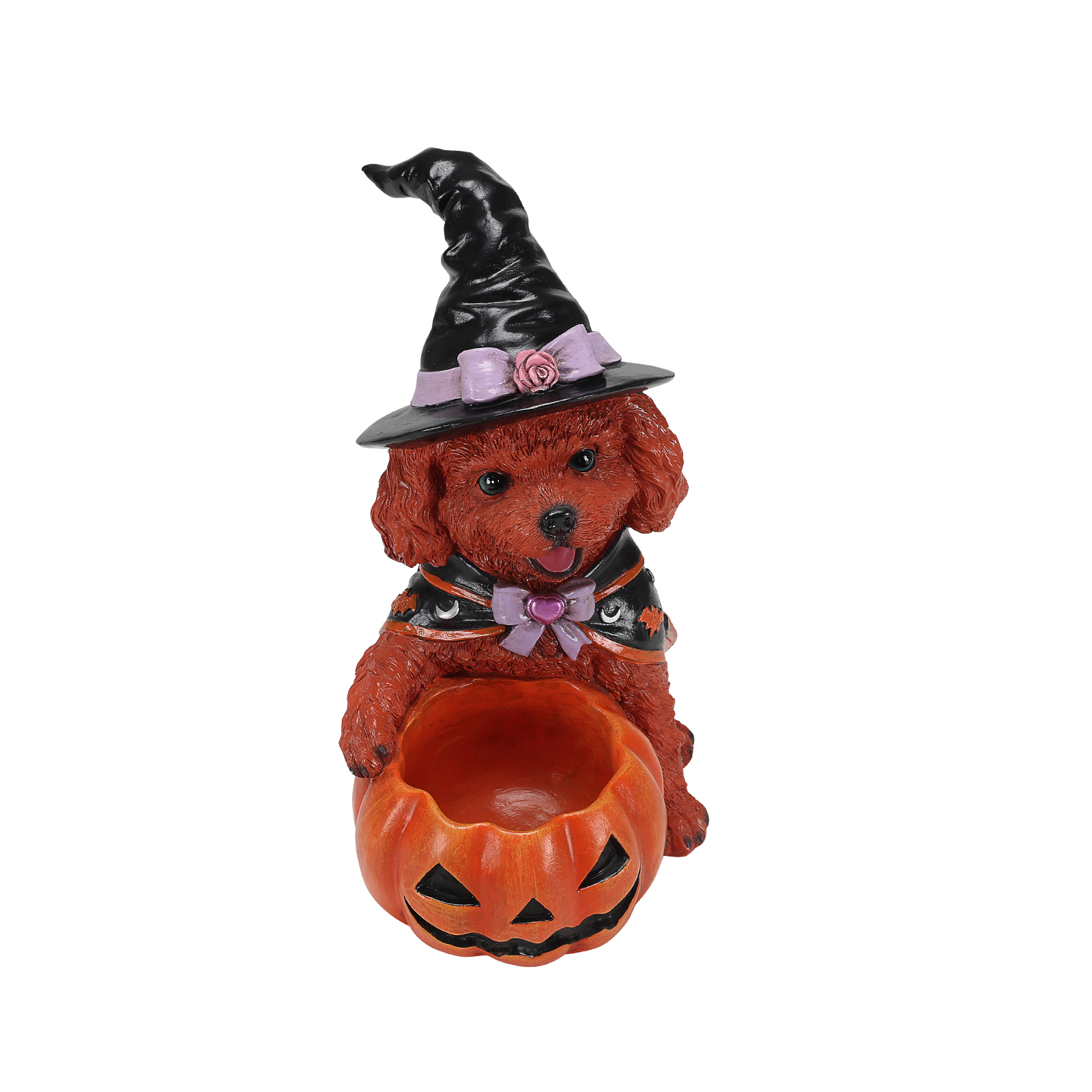Halloween Puppy Witch Figurine With Pumpkin Bowl image 12