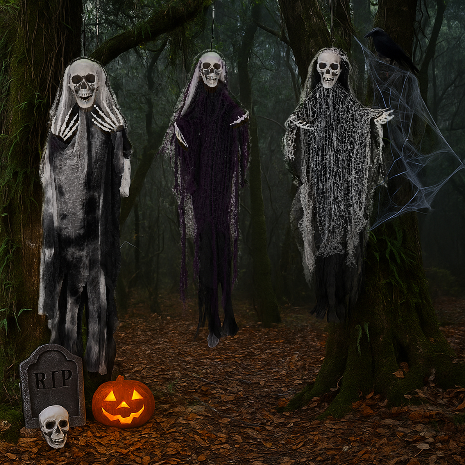Hanging Halloween Skeleton Ghost 3-Pack image 6