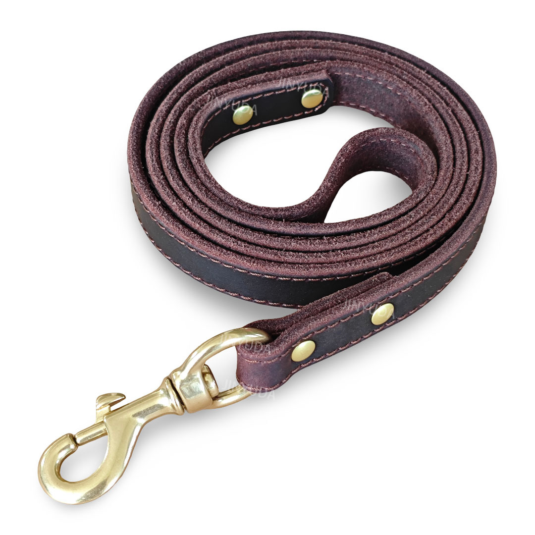 Pet Rope Dog Leash Genuine Full-grain Leather Rope Brass image 10