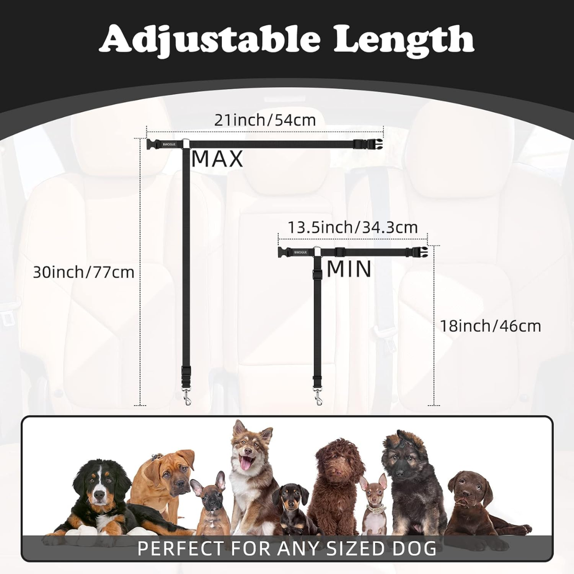 2 Pack Dog Seat Belt For Car, Headrest Restraint Safety Leads image 2