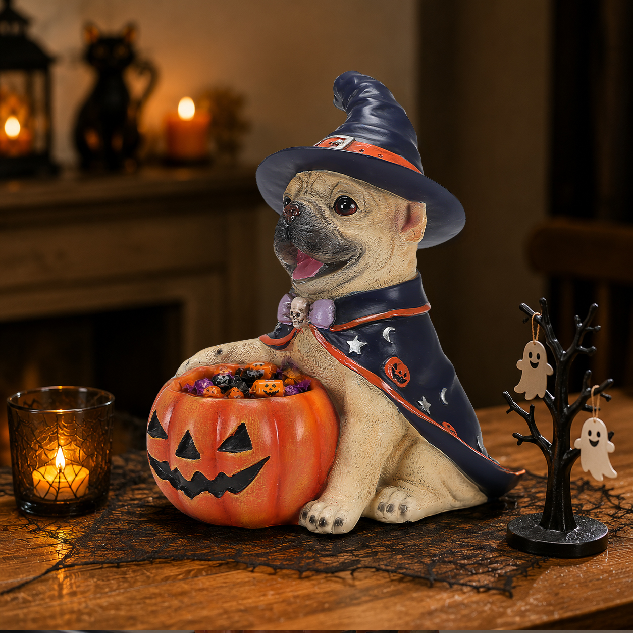 Halloween French Witch Puppy Pumpkin Bowl image 20