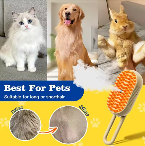 Pet Steam Brush Cat And Dog Deshedder Tool For Grooming And Hair Removal image 3