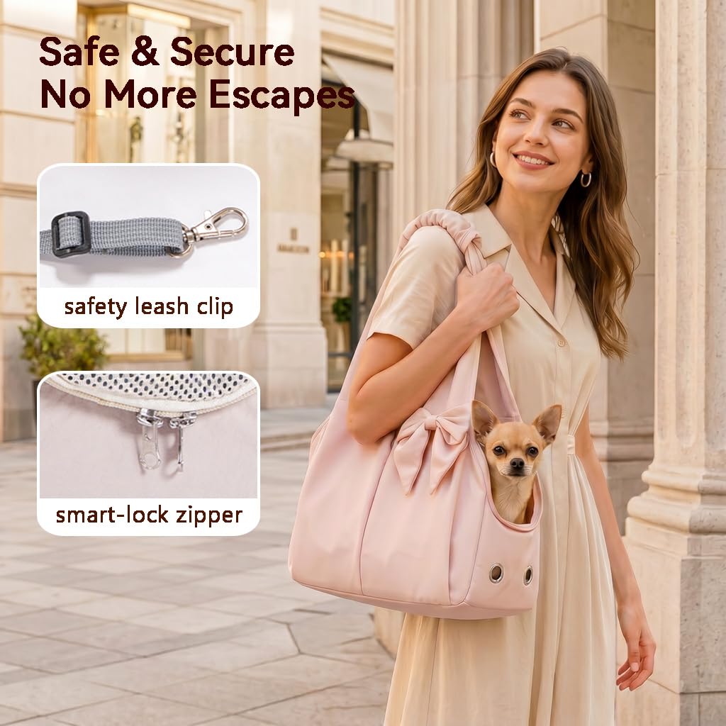 Fashion Dog Purse Carrier For Small Dogs And Cats, Soft-Sided Puppy Tote Bag Under 15 Lbs, Lightweight Pet Carrier With 4 Pockets, Smart Zipper Lock, Pet Travel Bag For Travel Outdoor image 6
