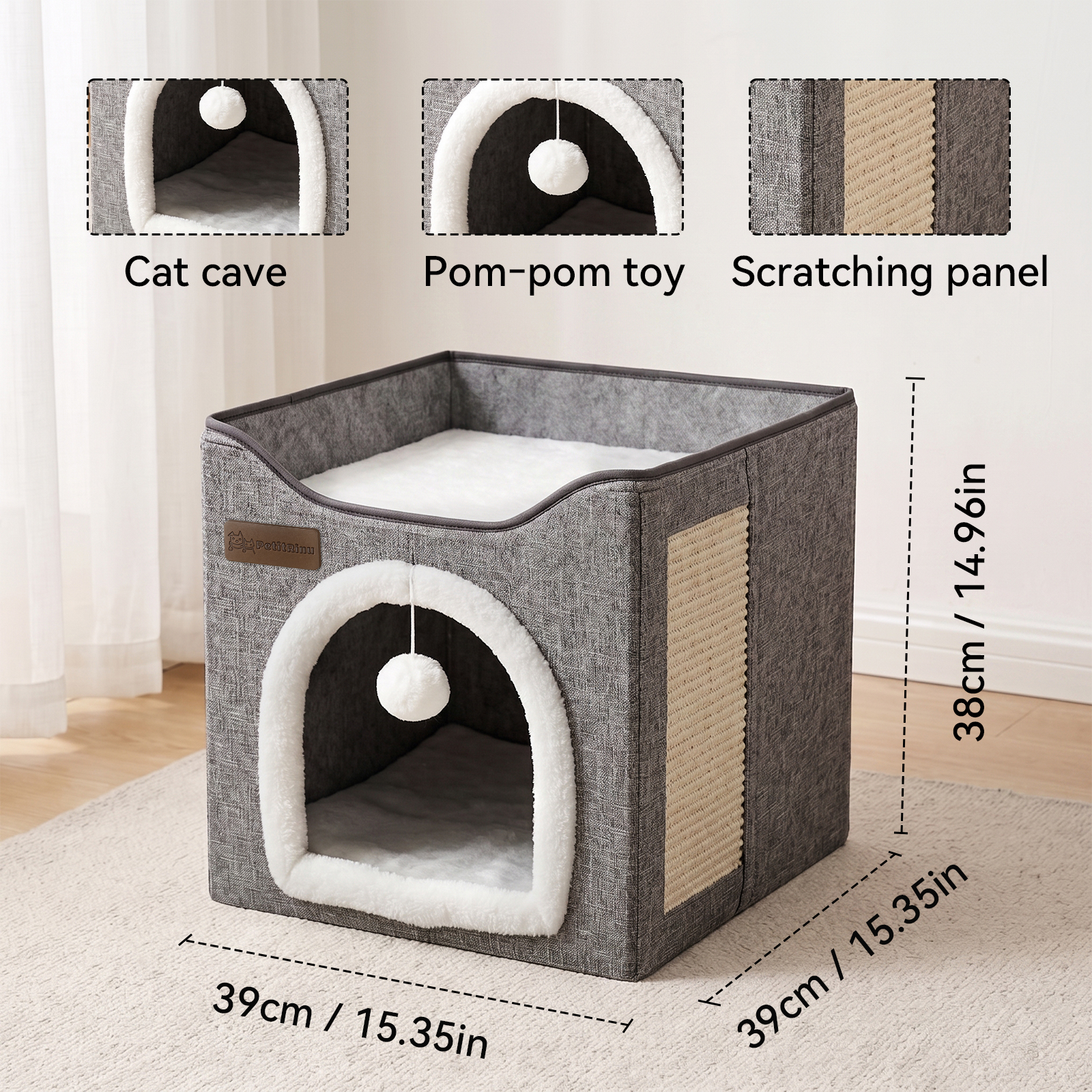 Arched Cat Bed In Green And Gray Color image 5