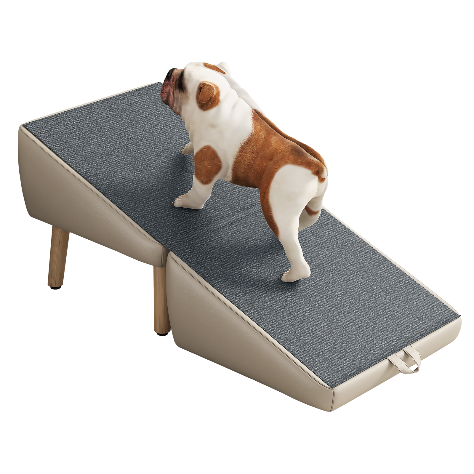 (UPGRADED) Dog Stairs for Small Dogs and Cats, Dog Ramp for Couch and Bed, Foldable 2-in-1 Wooden Pet Steps for Puppy, Split Ottoman Design (Light Grey) image 21