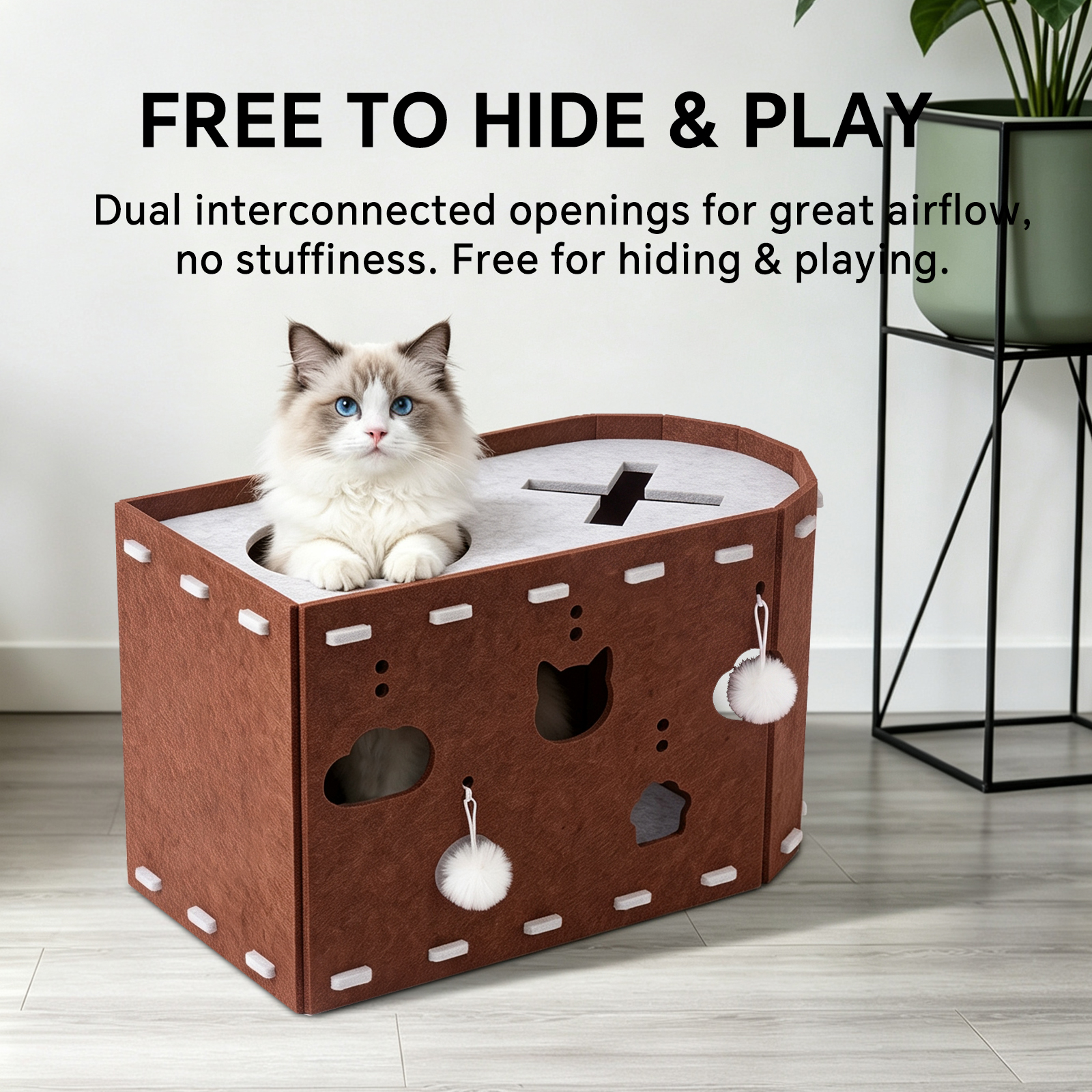 X-shaped Cat Bed - Dark Brown And Light Brown Colors image 5