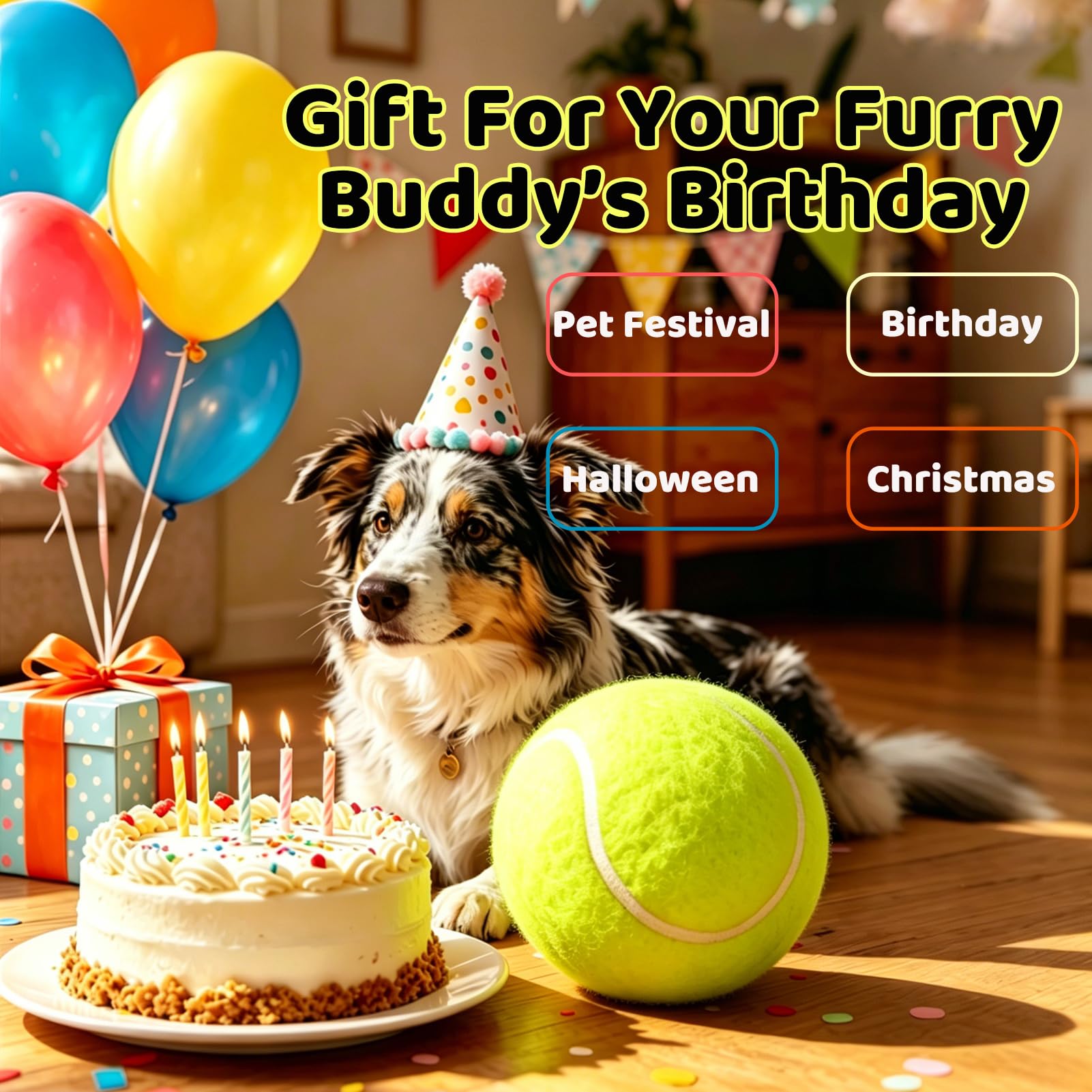Dog Tennis Ball,Giant Sport Gift Toy Herding Ball For Dogs  Puppy Birthday Gift ,Interactive Toy,Outdoor Pet Toys To Keep Them Busy,Big Tennis Ball For Small Medium Large Dog image 5