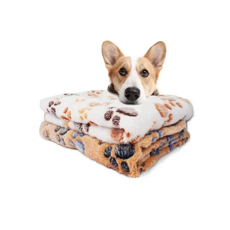 Soft Plush Paw Print Pet Blanket