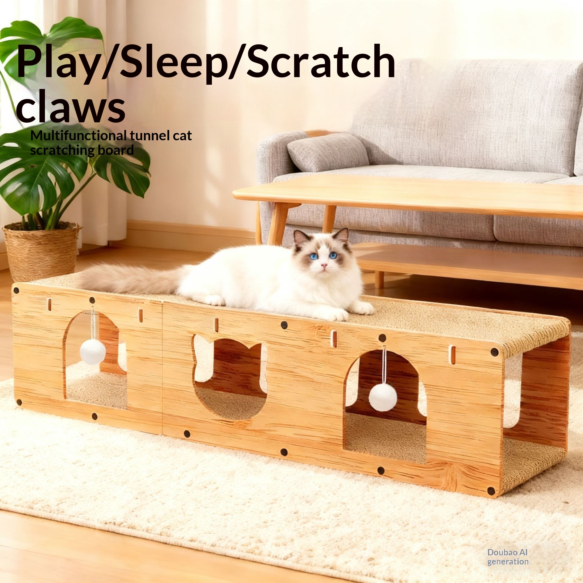 Pet Cat Bed, Upright Cat Scratching Board, Cat Tunnel, Cat Toy, Self image 6