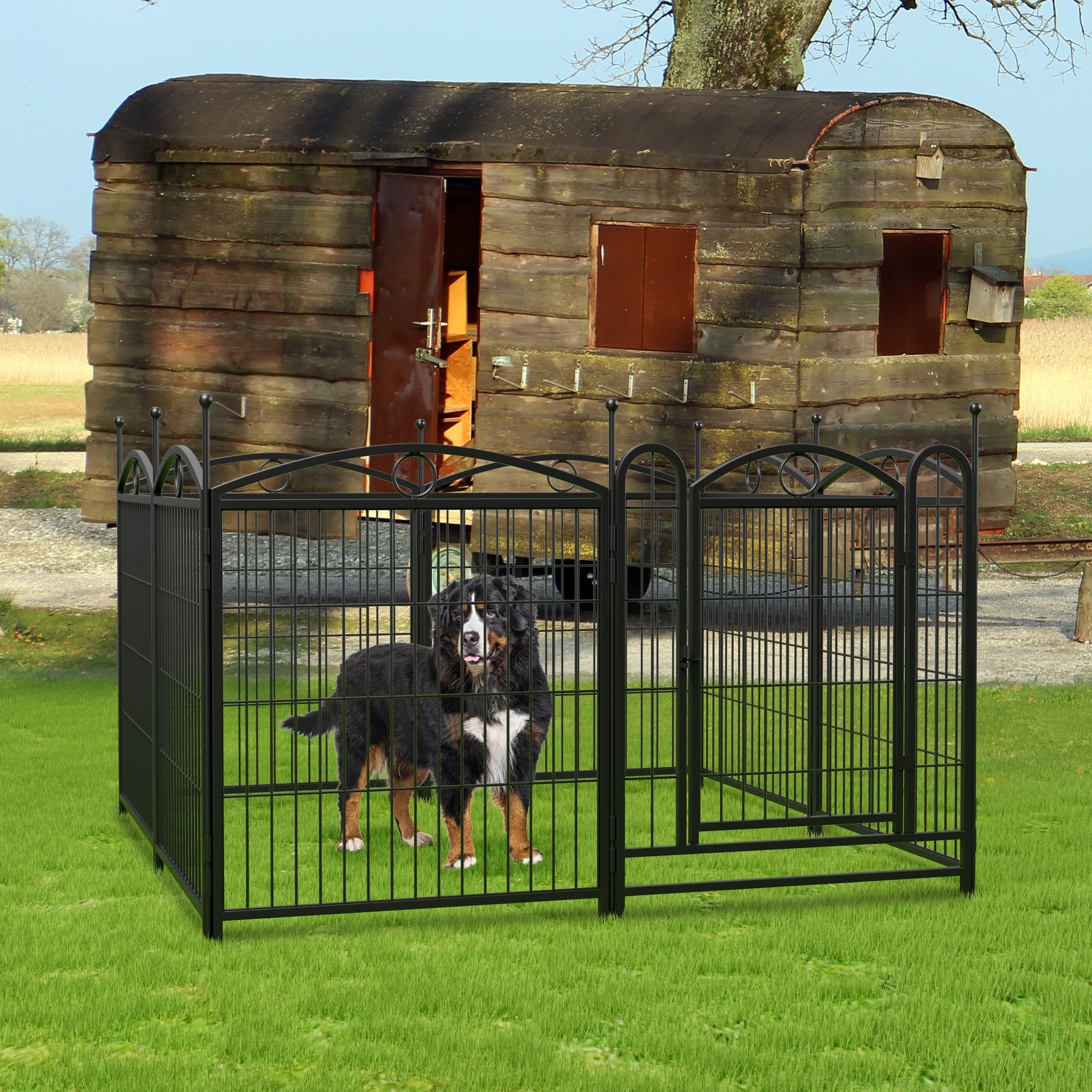 Dog Playpen Indoor 32 inch 8 Panels Metal Dog Pen Pet Dog Fence Outdoor Exercise Pen with Doors, Heavy Duty Dog Fence Puppy Pen for Large Medium Small Dogs Indoor Outdoor Foldable Pet Exercise Pen image 10