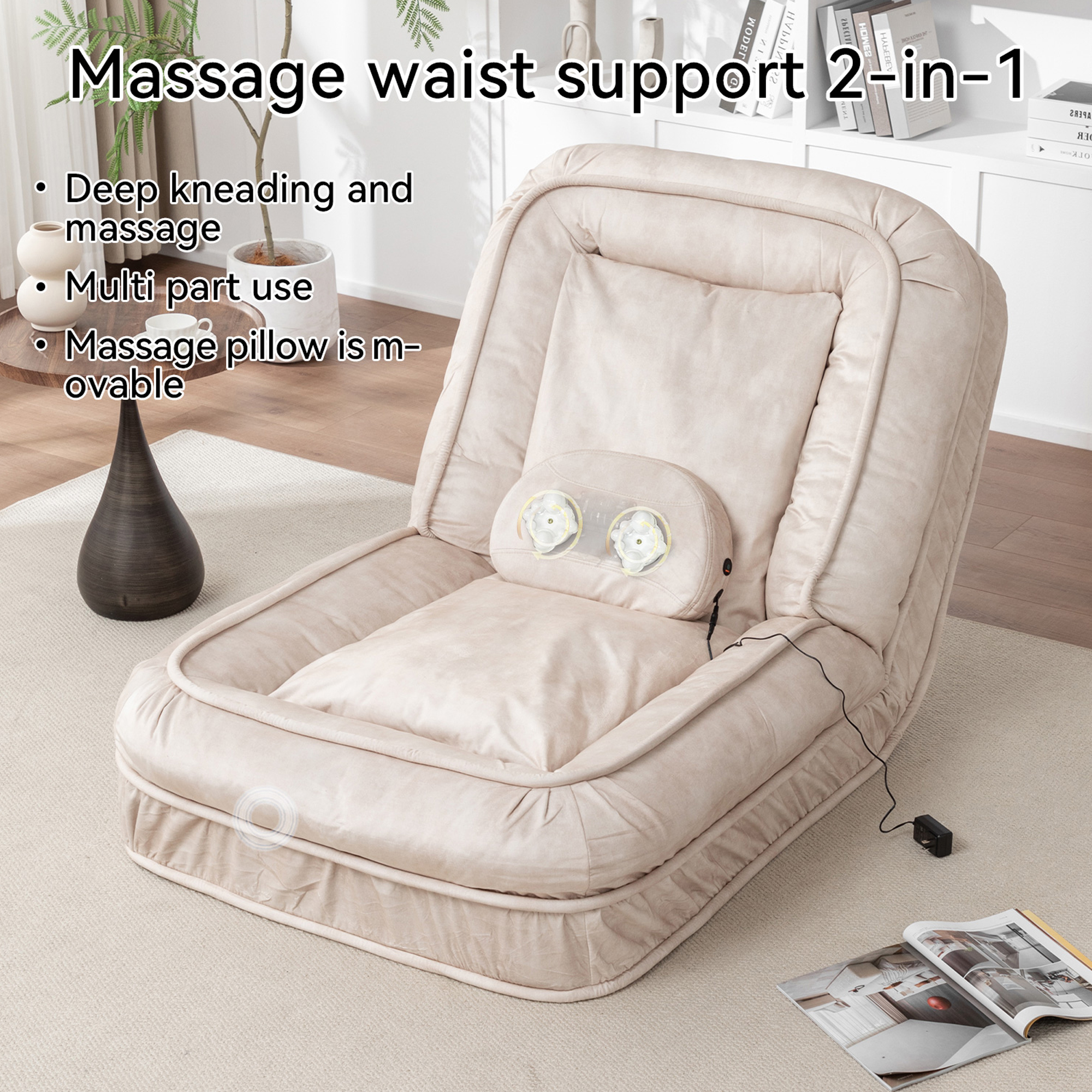 Upholstered Human Dog Bed for Adult & Pets,with 5 Adjustable Position &Massage Pillow, Bean Bag floor sofa with 2 Soft Pillows image 15