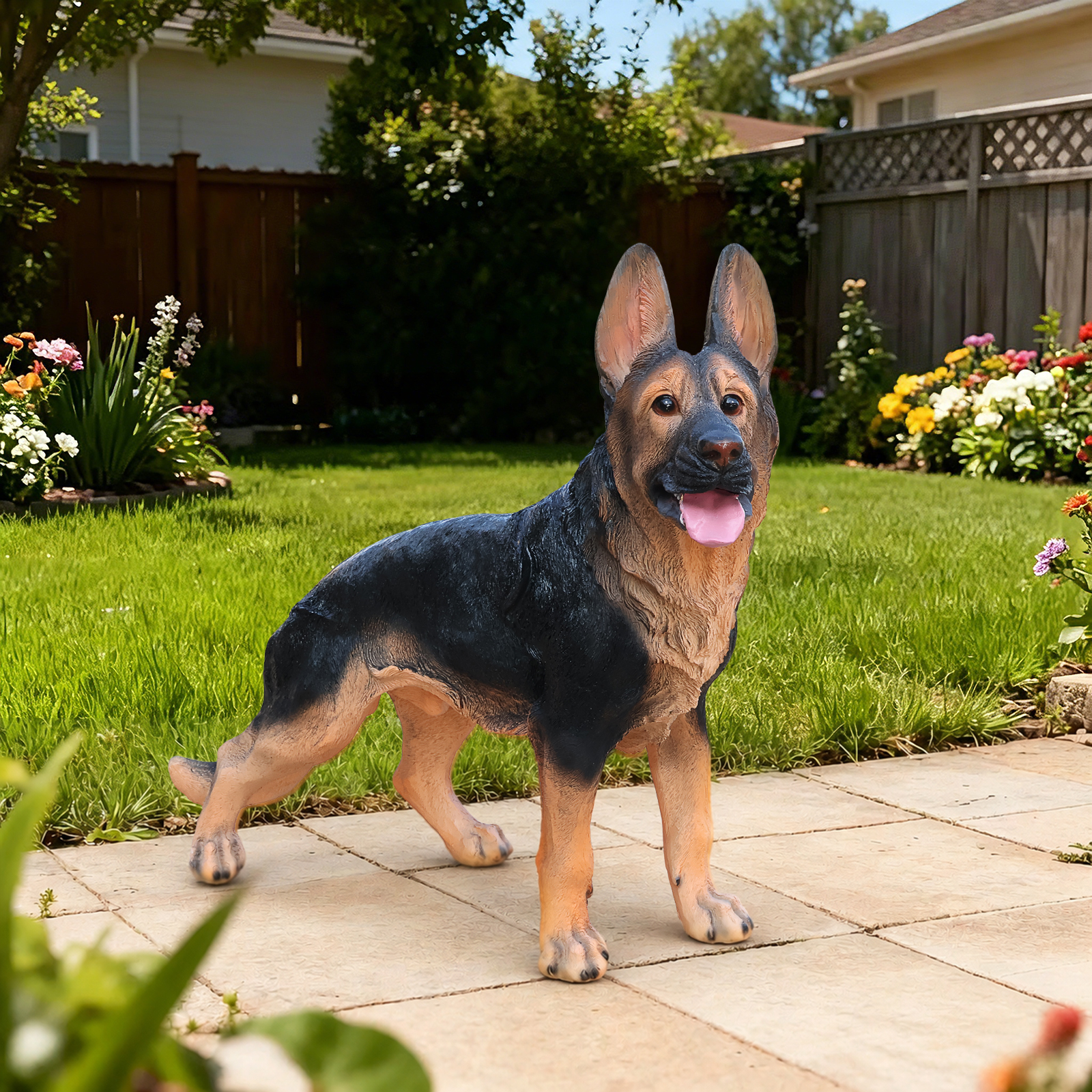 Outdoor German shepherd Dog Statue Greeter Garden Decor – Cute Puppy Sculpture for Yard Porch New Year Gift image 3